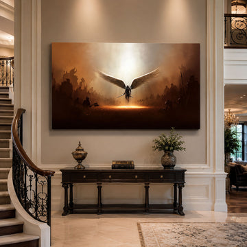 Saint Michael Archangel Battle Canvas Print, Catholic Angel Wall Art, Faith Home Decor Gift