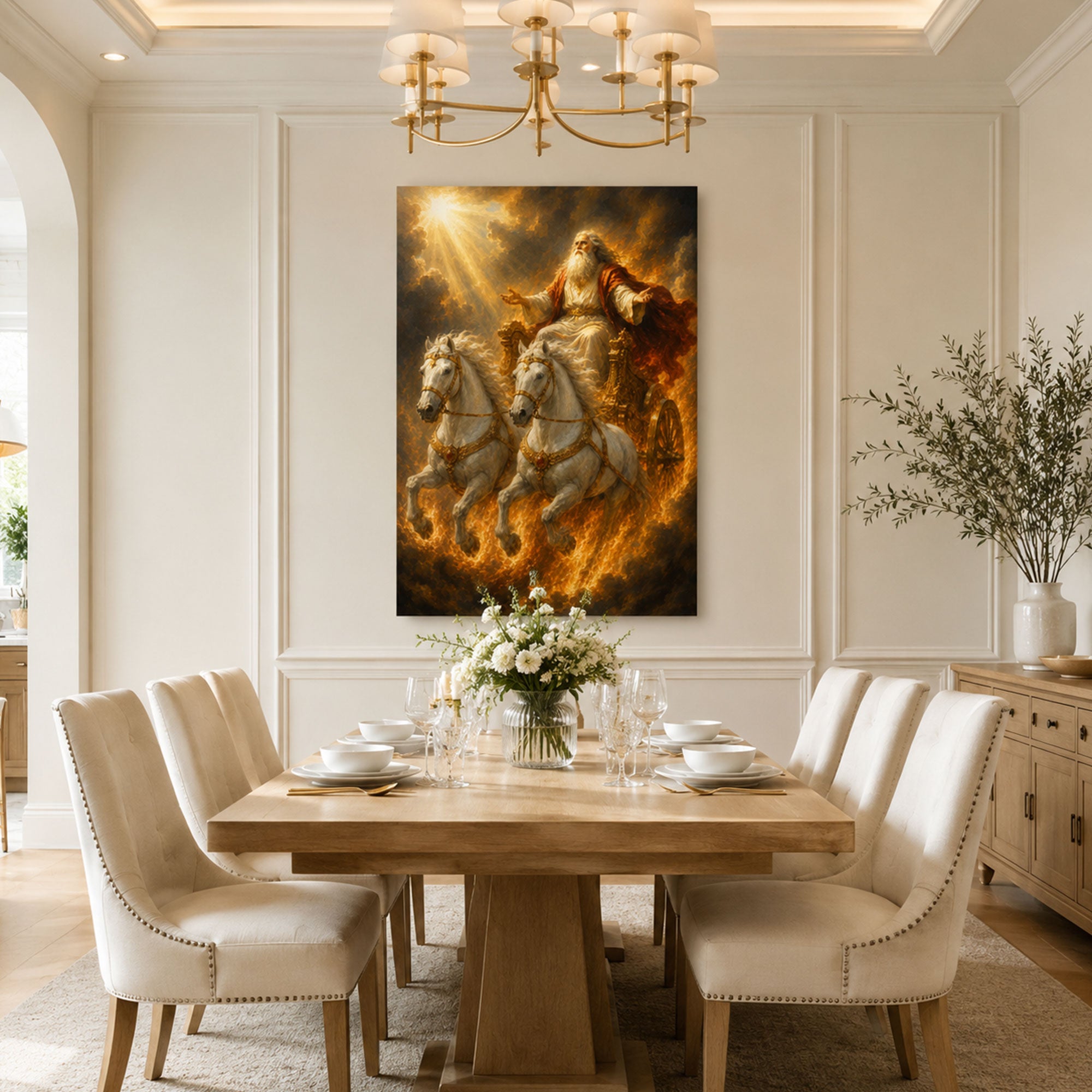 Elijah Taken Up to Heaven Canvas Print, Chariot of Fire 2 Kings 2:11 Christian Wall Decor, Faith Gift