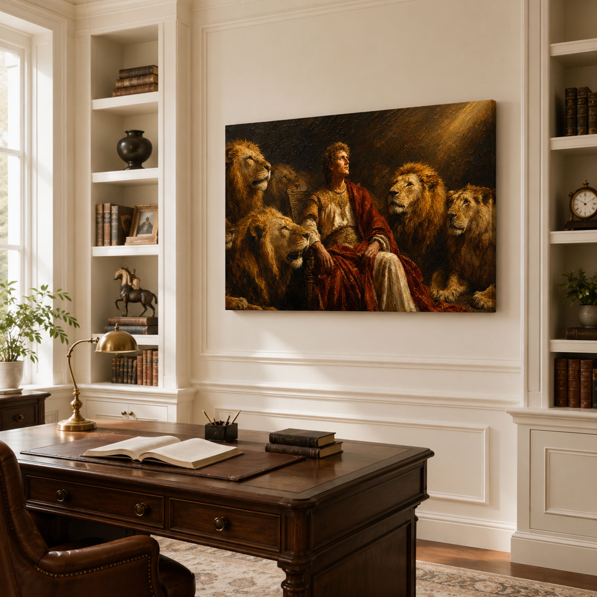 Daniel Kept Safe Among Lions Canvas Print, Christian Home Decor