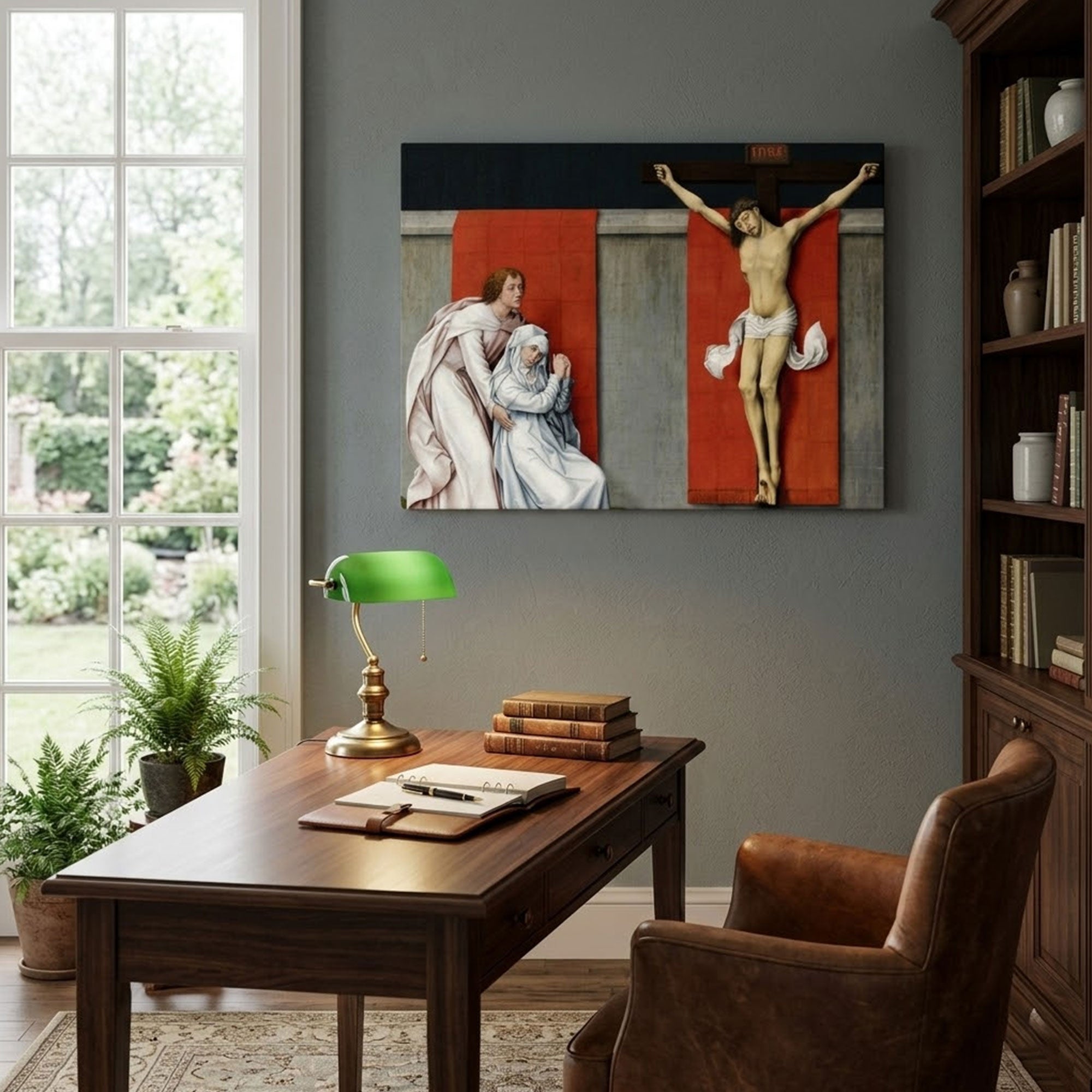 The Crucifixion Canvas Print, Jesus on the Cross with Virgin Mary and Saint John Mourning, Renaissance Religious Painting, Christian Wall Art, Inspirational Faith Gift