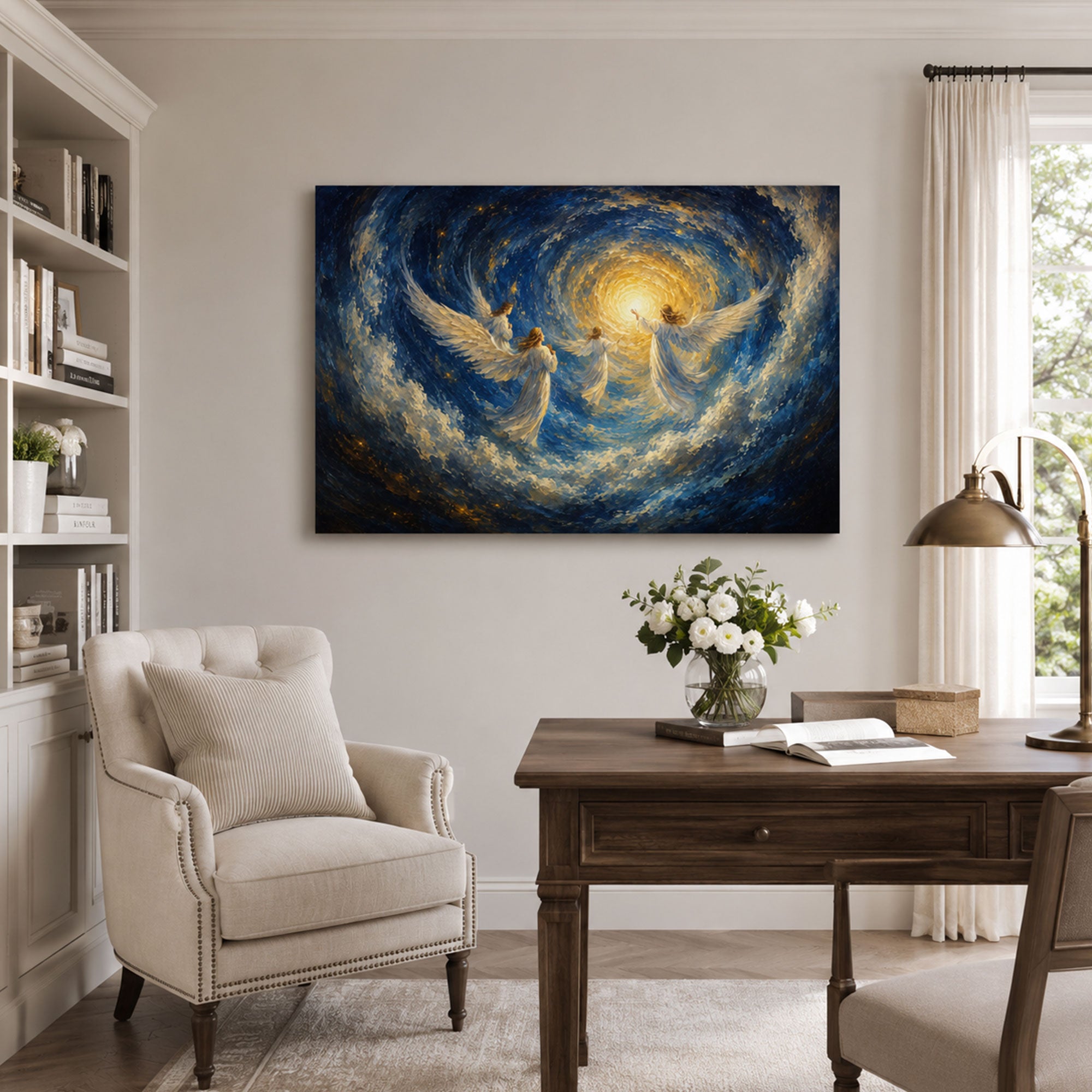 Angels Ascending Toward Heaven Canvas Print, Christian Home Decor