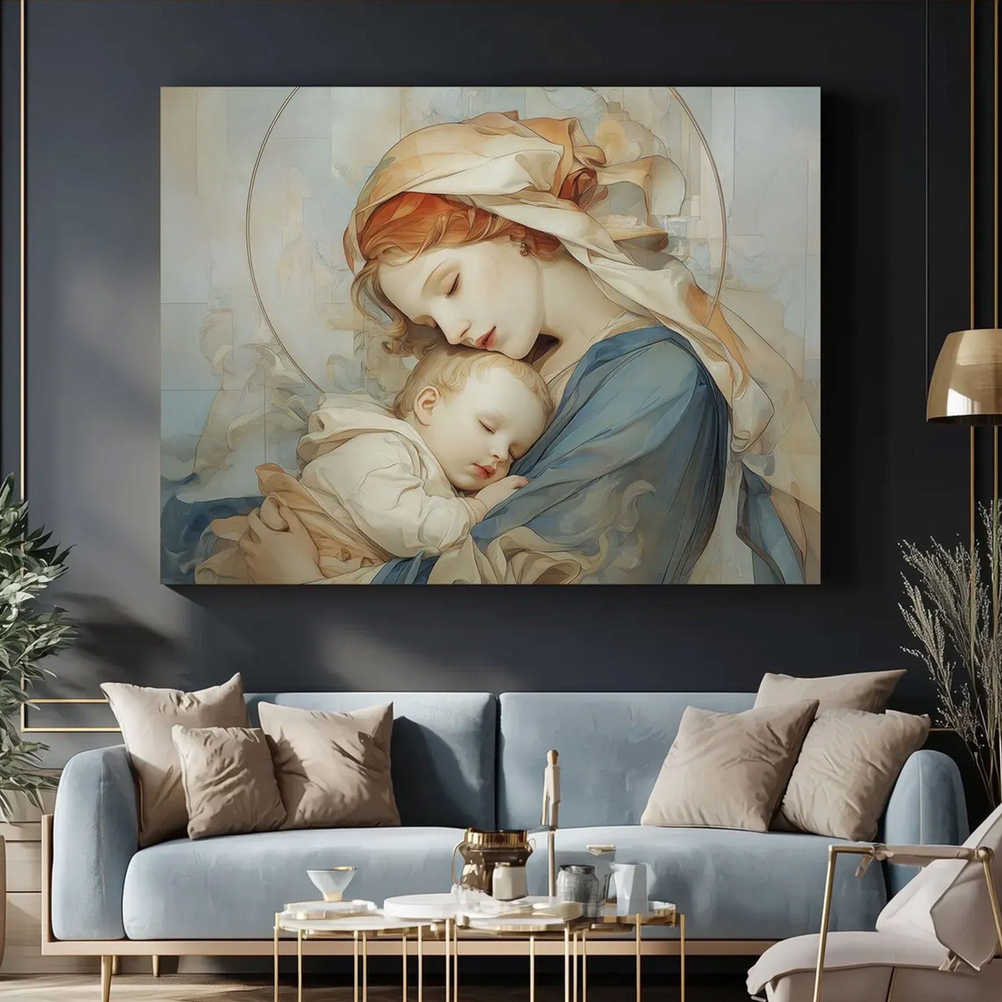 Mary and Baby Jesus Canvas Print, Madonna and Child Wall Art, Christian Home Decor, Faith Inspired Gift