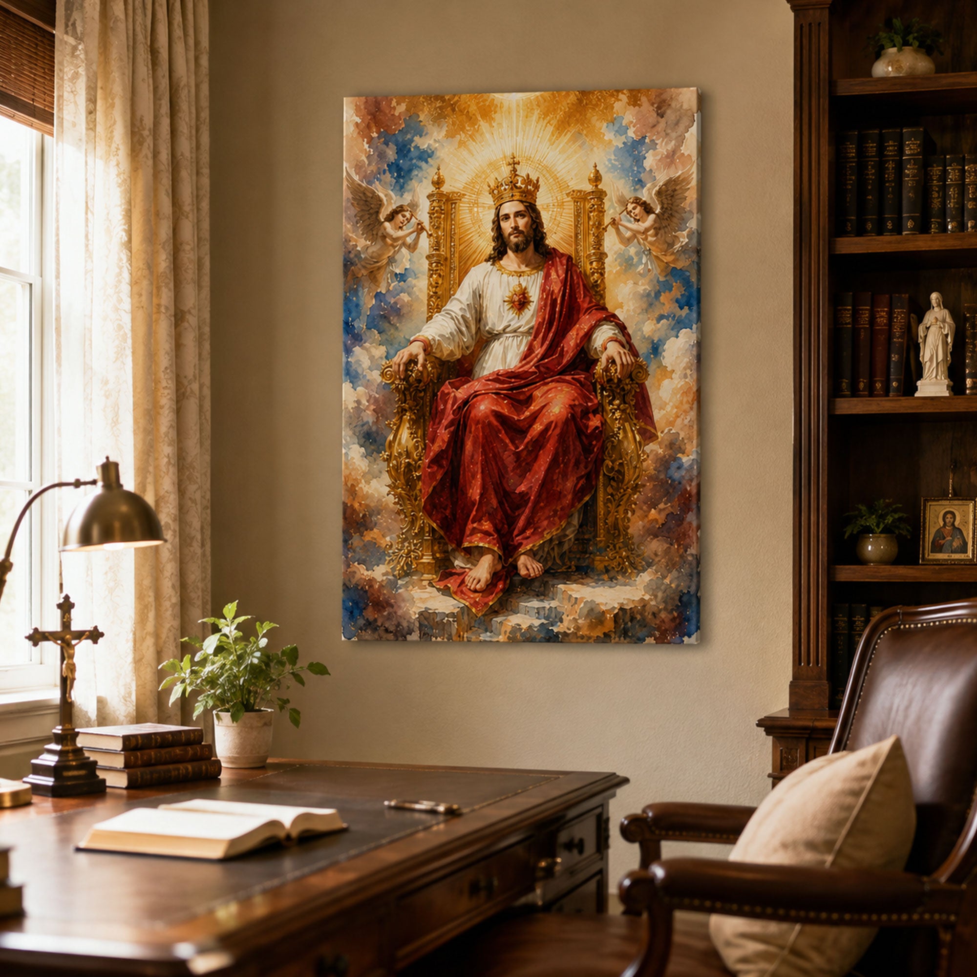 Christ the King on His Heavenly Throne Canvas Print, Catholic Home Decor