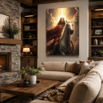 Jesus Second Coming White Horse Canvas Print Christian Wall Art Revelation Faith Home Decor