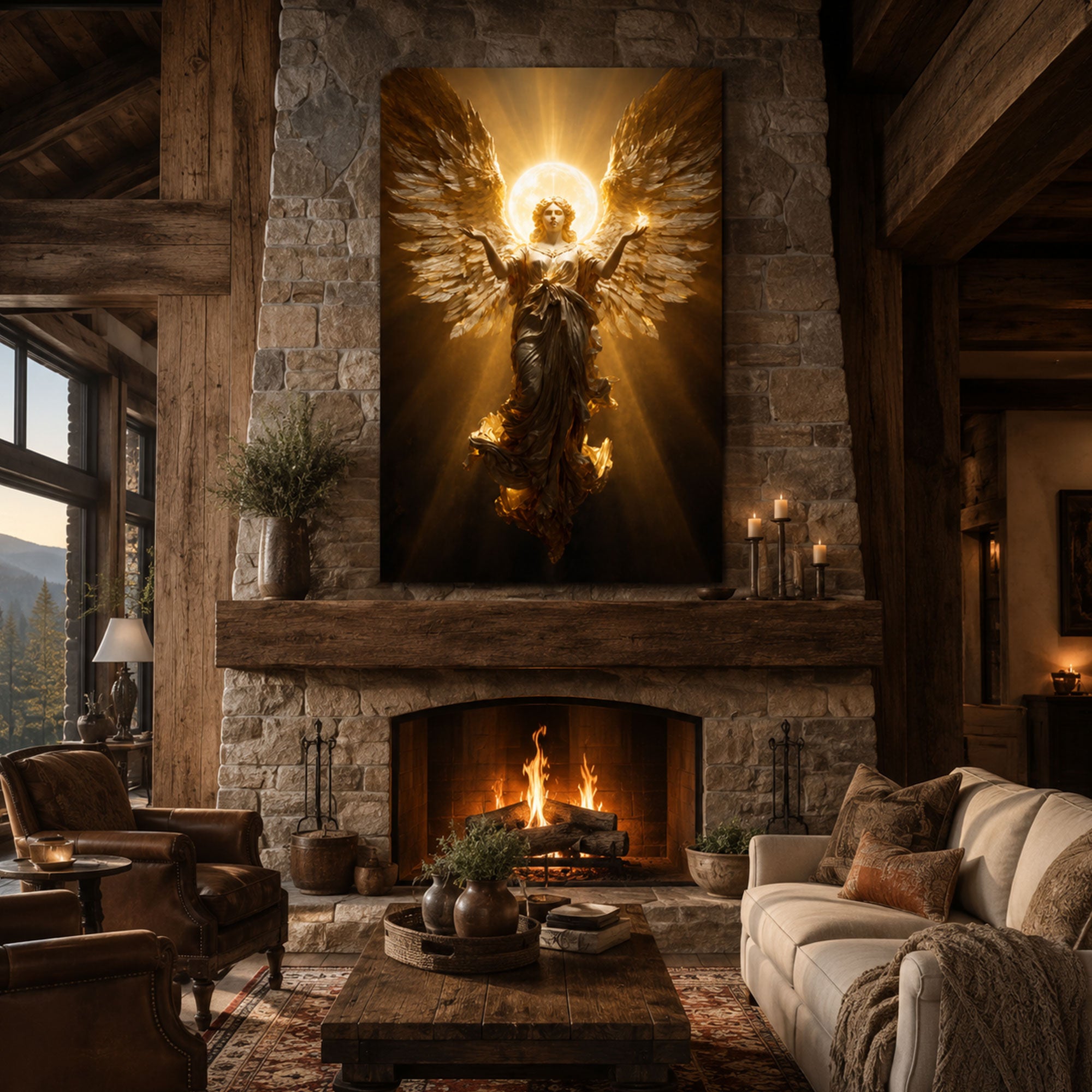 Guardian Angel of Light Canvas Print, Christian Angel Wall Art, Faith Home Decor Gift
