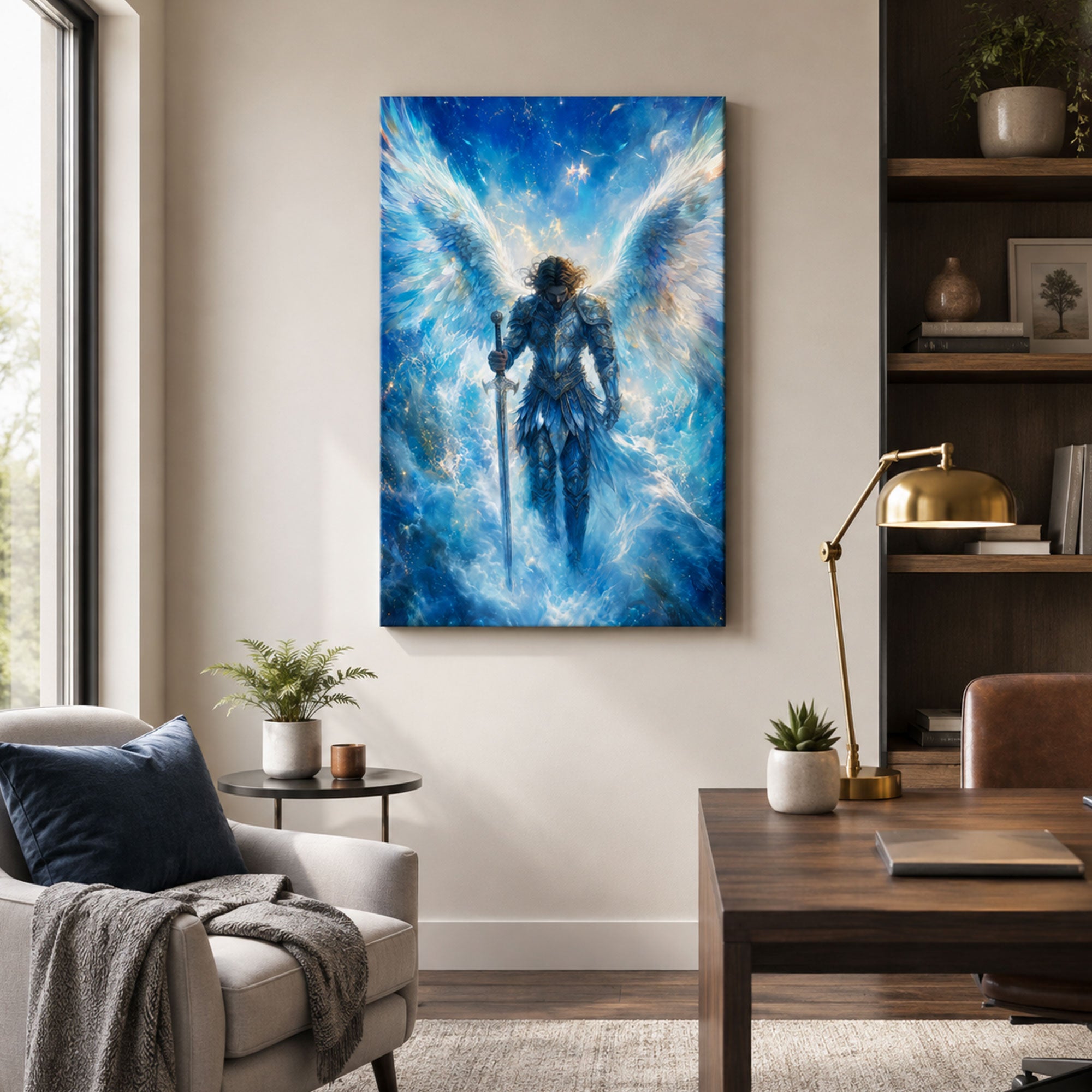 Saint Michael the Archangel Canvas Print, Heavenly Warrior Catholic Wall Decor, Protection Faith Gift