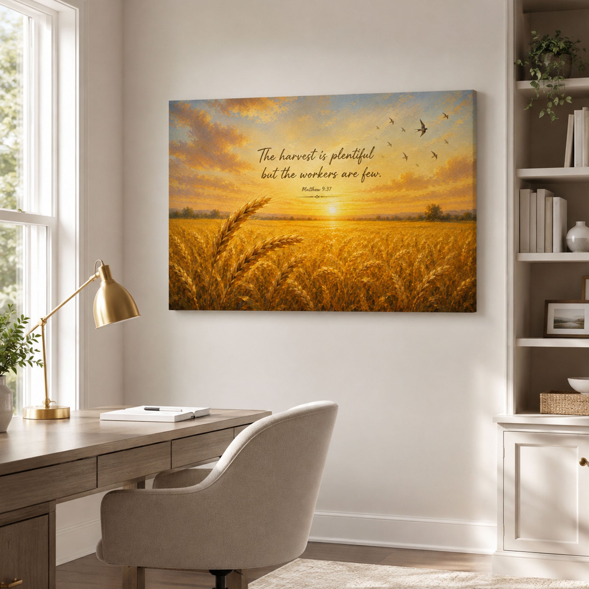 The Harvest Is Plentiful Canvas Print, Matthew 9:37 Bible Verse, Christian Wall Decor