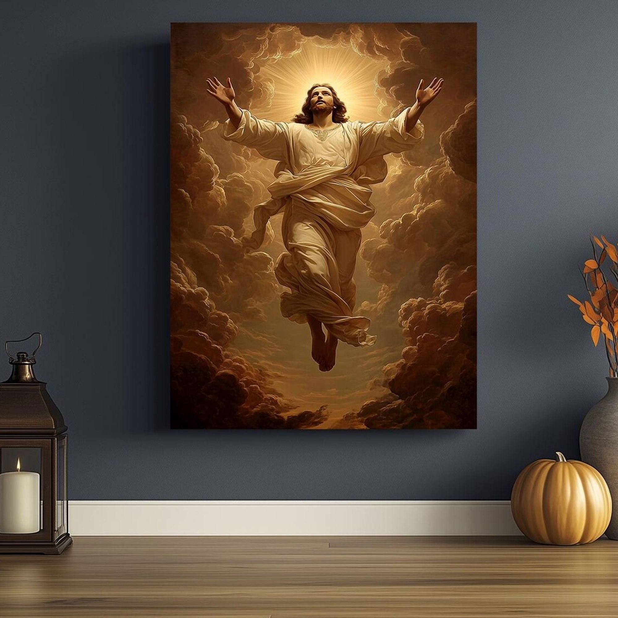 Jesus Ascension Canvas Print, Christian Wall Art, Heaven Glory Decor, Religious Faith Home Decor