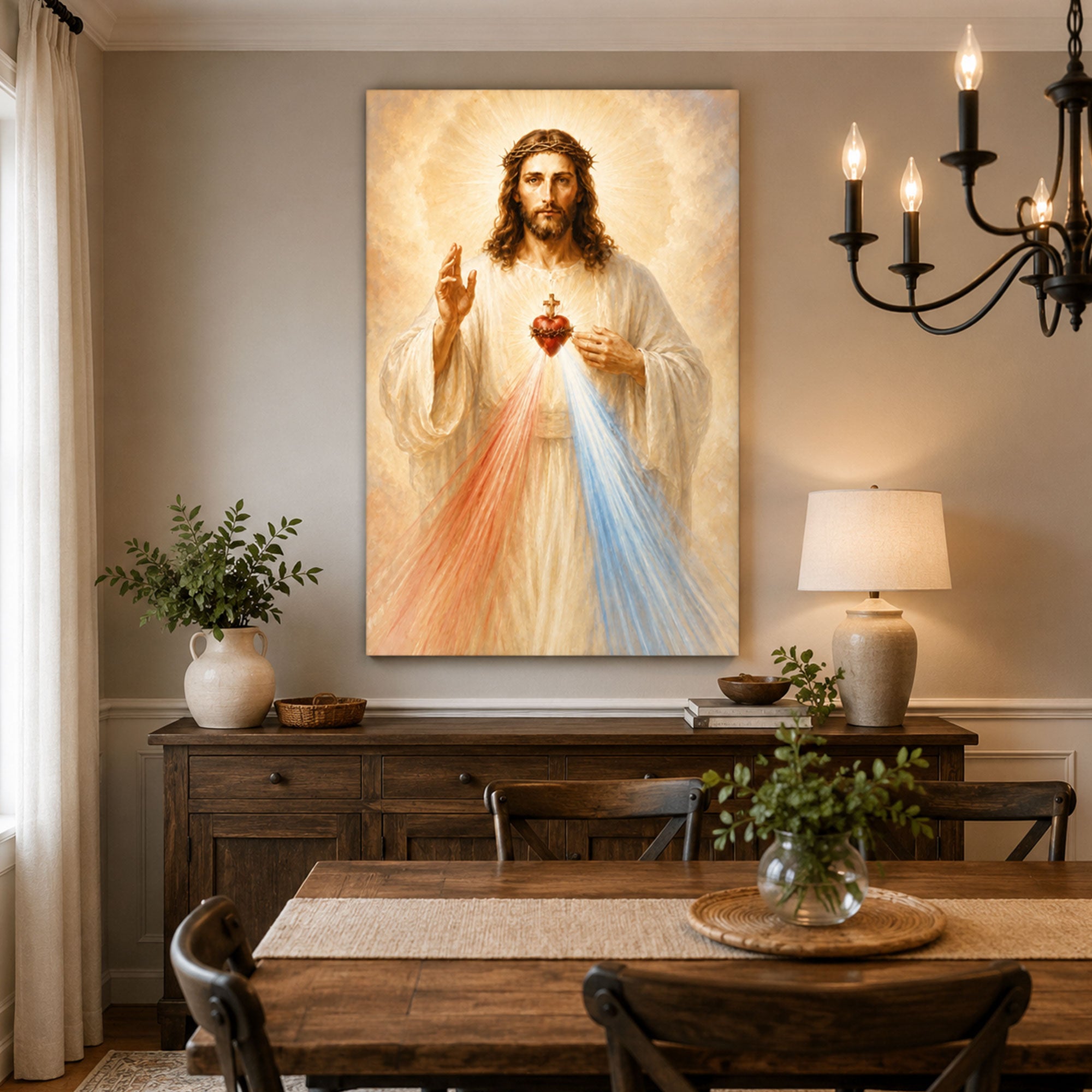 Divine Mercy Jesus Canvas Print Christ the King Sacred Heart Christian Wall Art Faith Home Decor