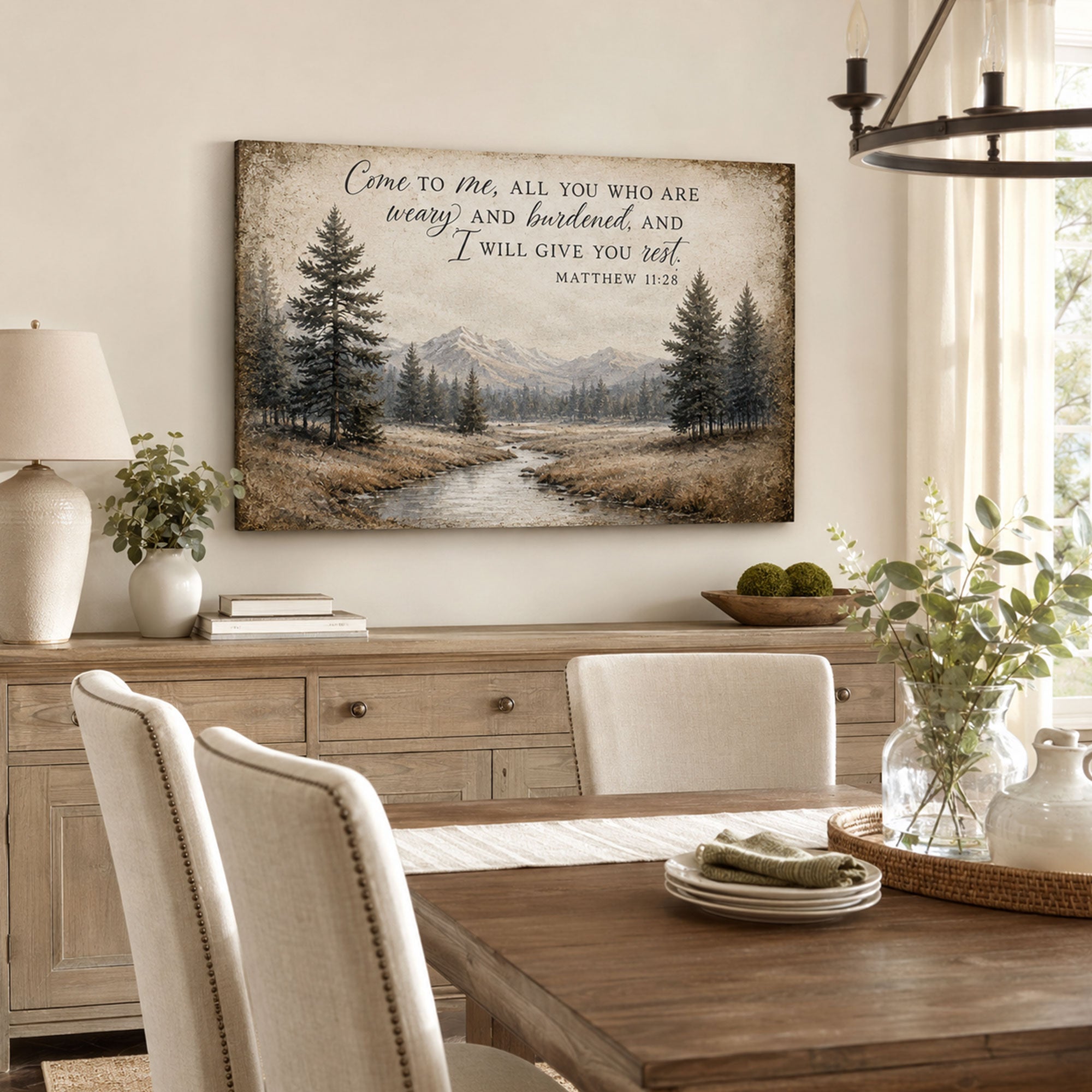 Matthew 11:28 Bible Verse Canvas Print, Christian Home Decor