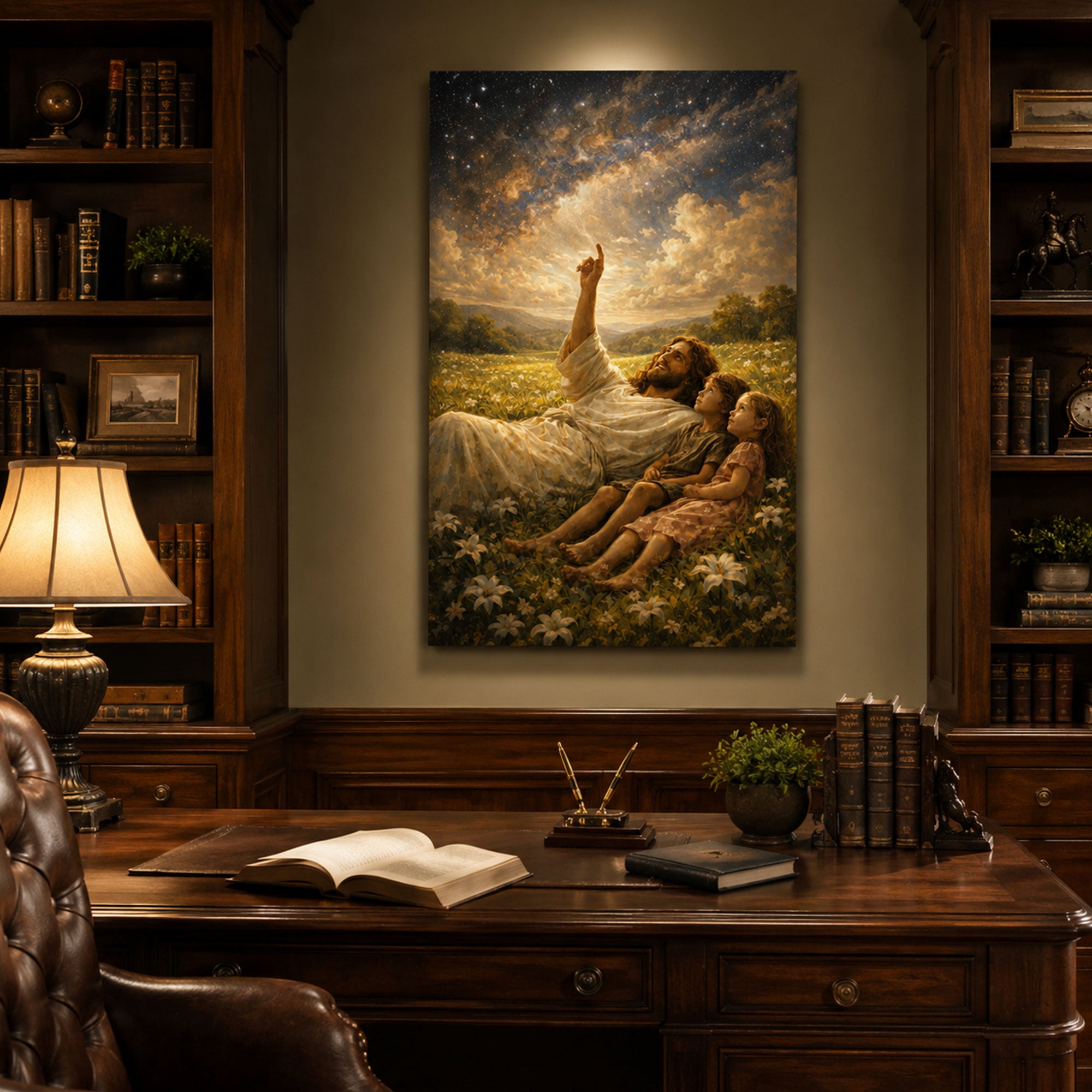Jesus Teaching Children Art Print Christian Wall Decor Faith Inspired Canvas Print