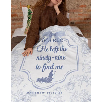 Custom Name Christian Blanket for Girl, He Left The 99 Throw, Bible Verse Fleece Blanket, Inspirational Faith Gift for Daughter, Teen Girl Gift