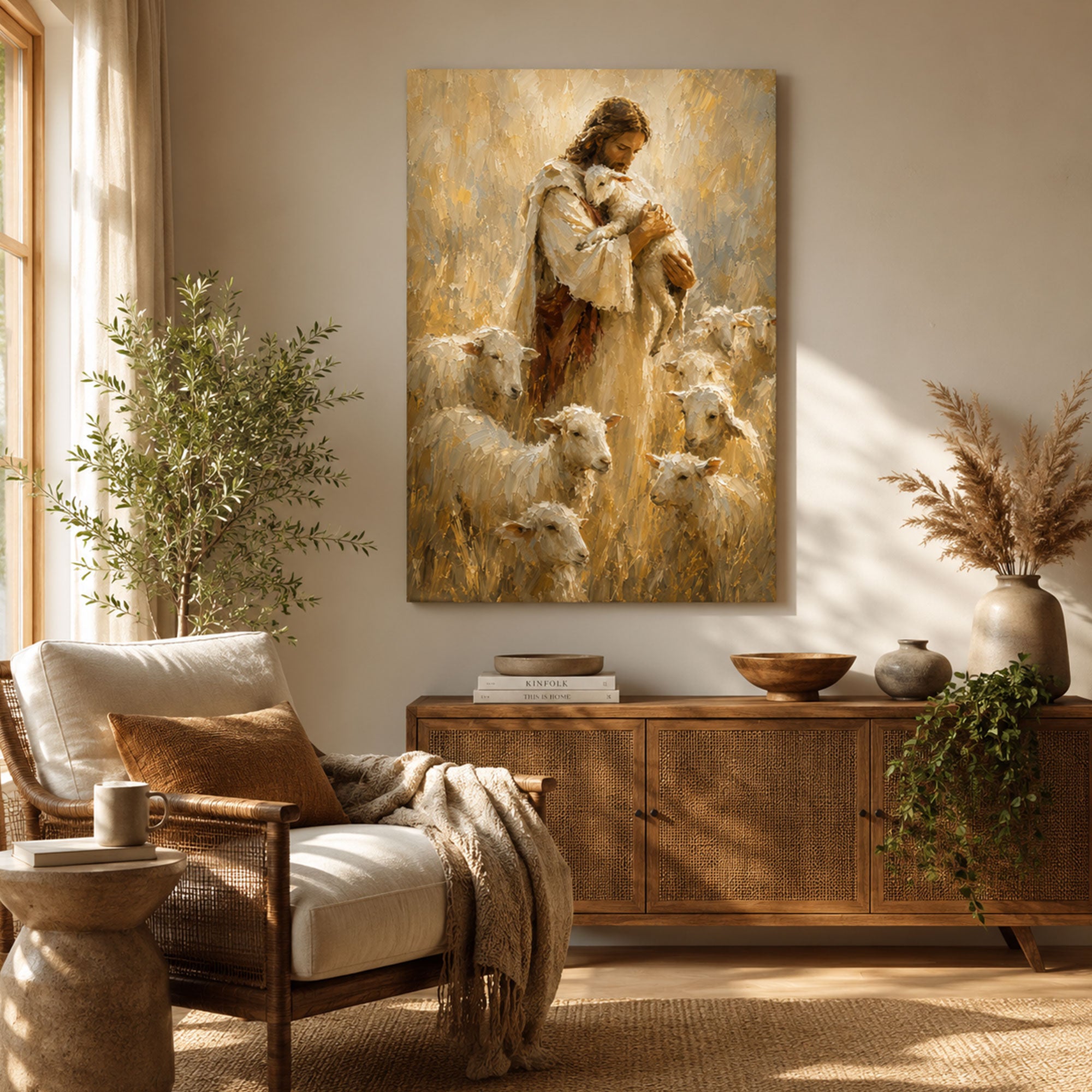 Good Shepherd Jesus Canvas Print, Christian Wall Art for Home Decor