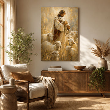 Good Shepherd Jesus Canvas Print, Christian Wall Art for Home Decor