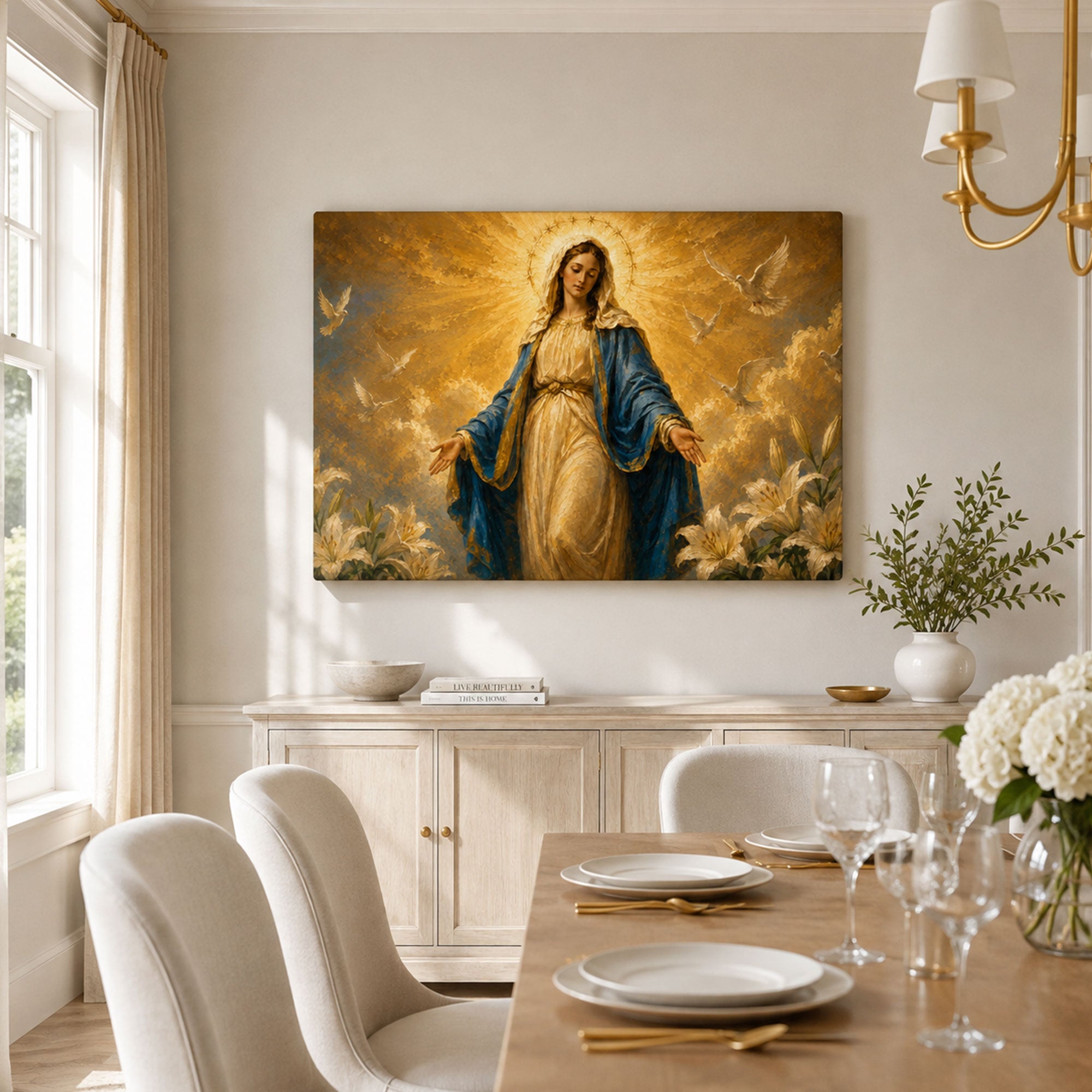 Blessed Virgin Mary Canvas Print, Our Lady Catholic Wall Decor, Marian Faith Gift