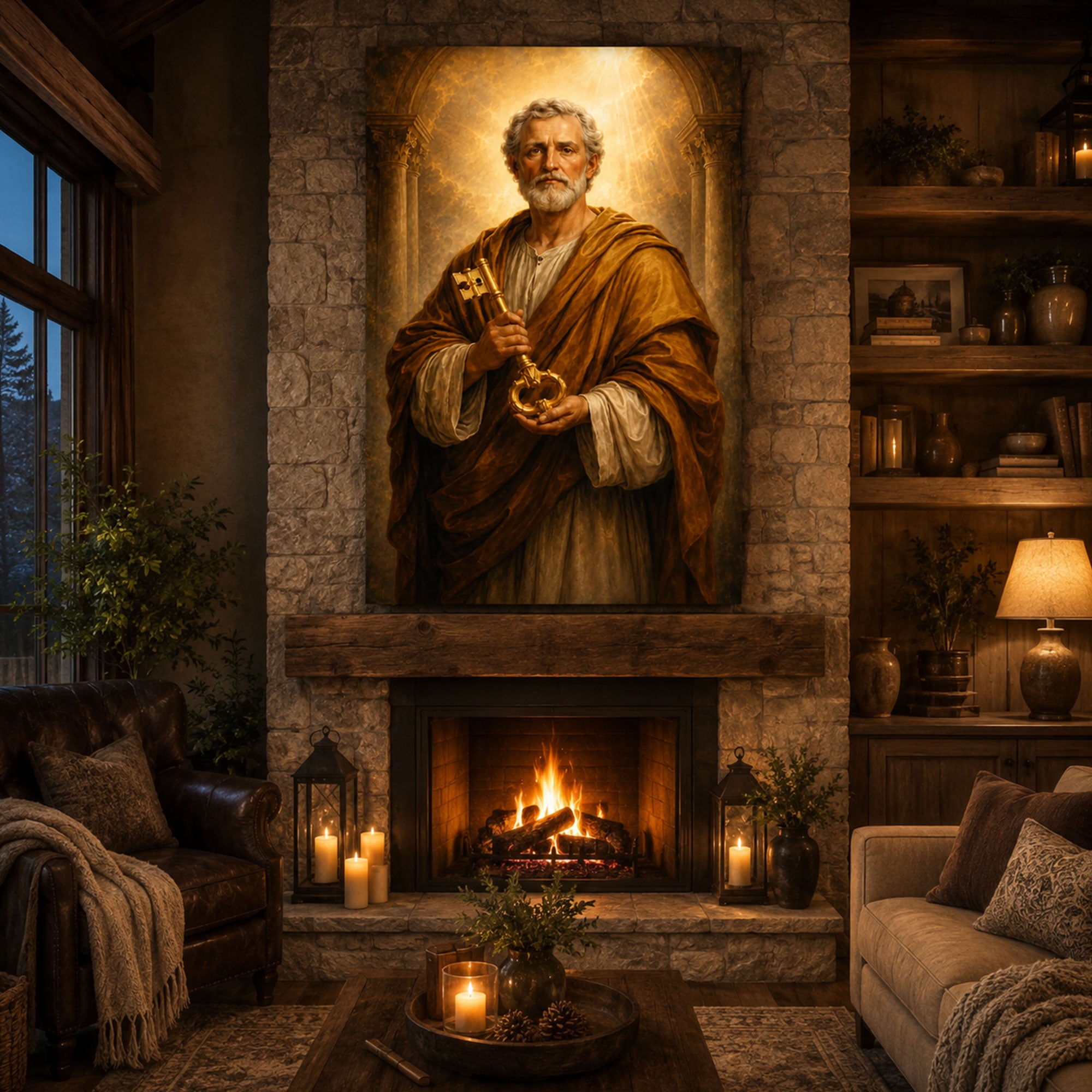 St. Peter the Apostle Canvas Print, Keys to Heaven Catholic Wall Art, Faith Home Decor Gift