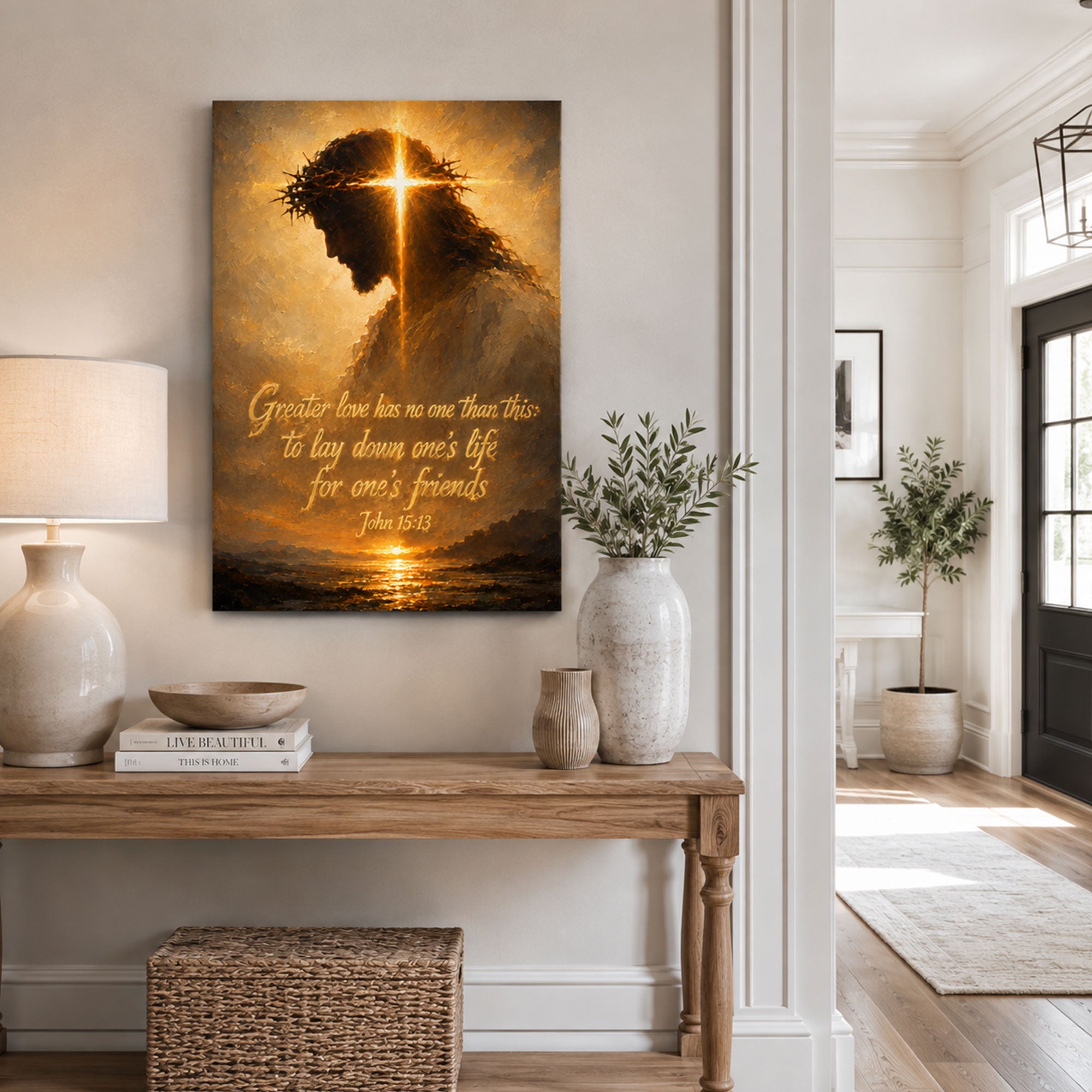 Greater Love Has No One Than This Canvas Print, John 15:13 Jesus Christian Wall Decor, Faith Gift