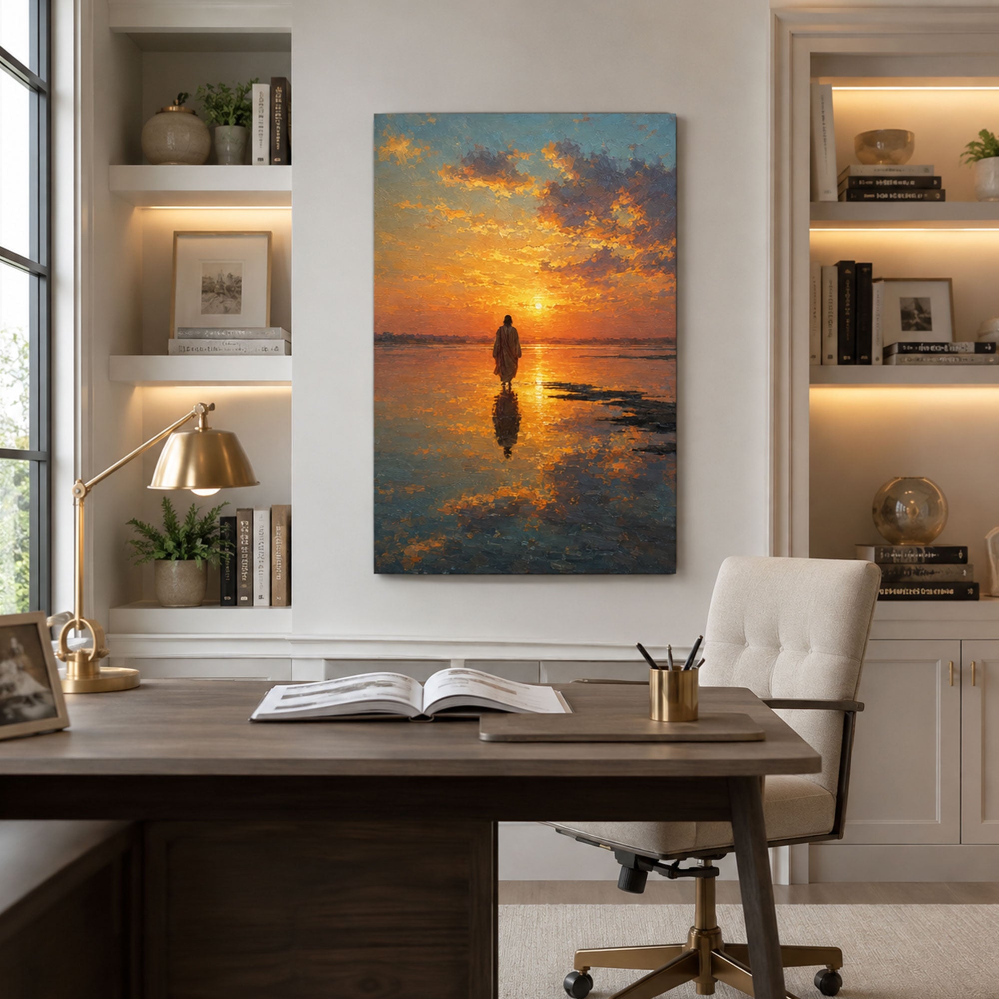 Jesus Walking on Water Canvas Print, Matthew 14:25 Christian Wall Decor, Walk by Faith Gift