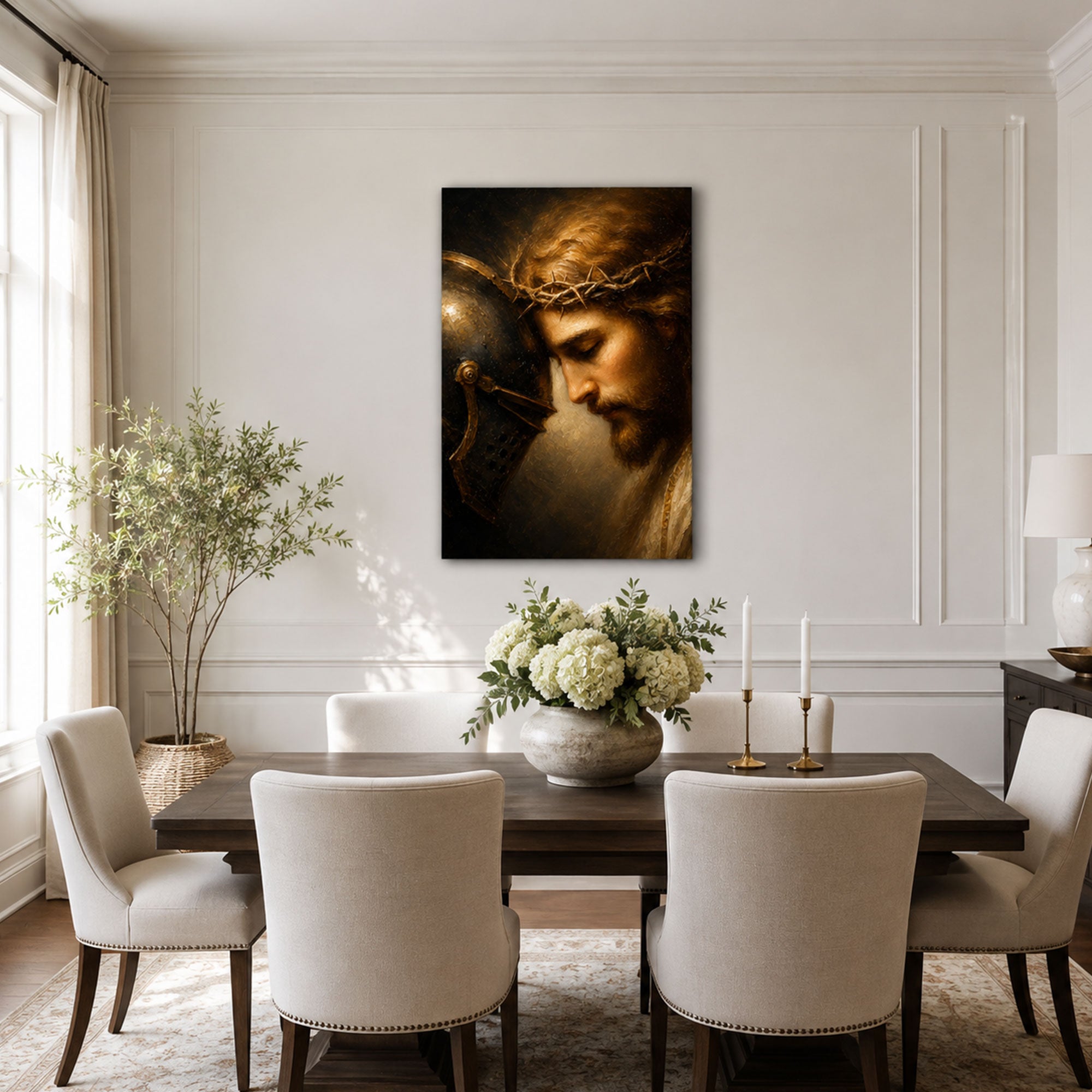 Jesus Crown of Thorns Canvas Print, Ecce Homo Christian Wall Decor, Catholic Faith Gift
