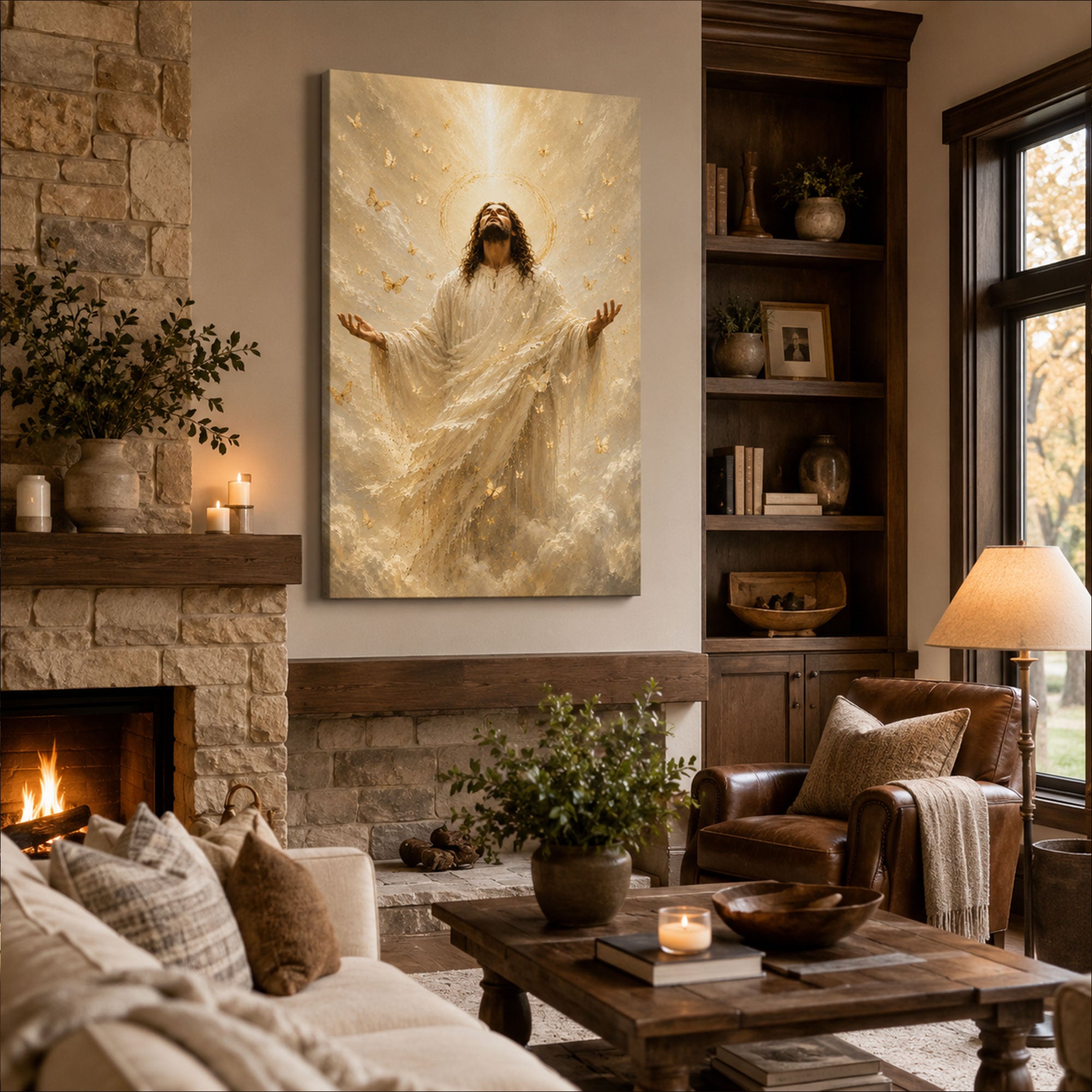 Jesus Ascension Canvas Print, Risen Christ Christian Wall Art, Faith Home Decor Gift