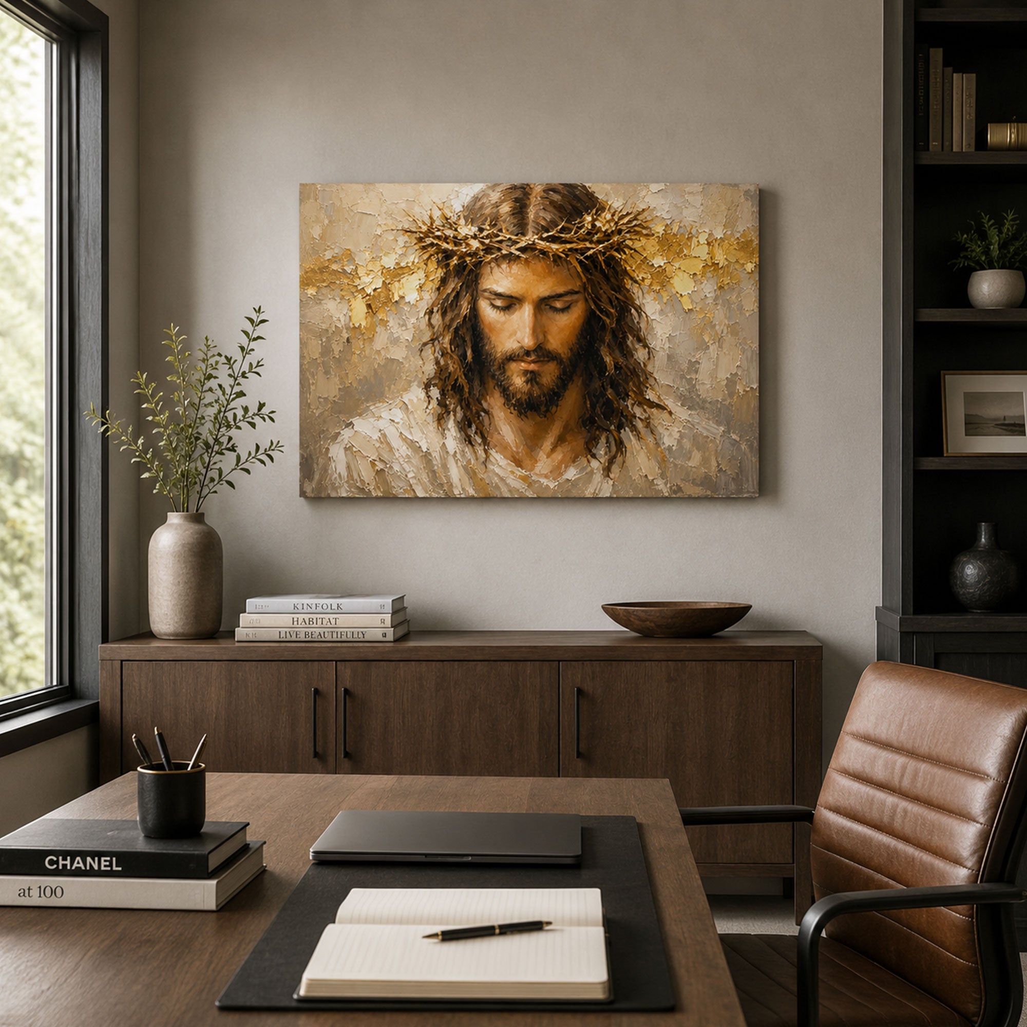 Jesus Crown of Thorns Canvas Print, Christian Wall Art for Home Decor