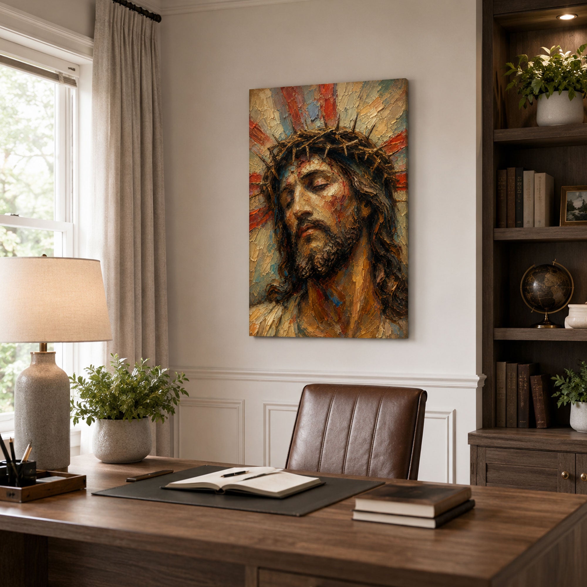 Jesus Crown of Thorns Canvas Print, Man of Sorrows Christian Wall Decor, Catholic Faith Gift