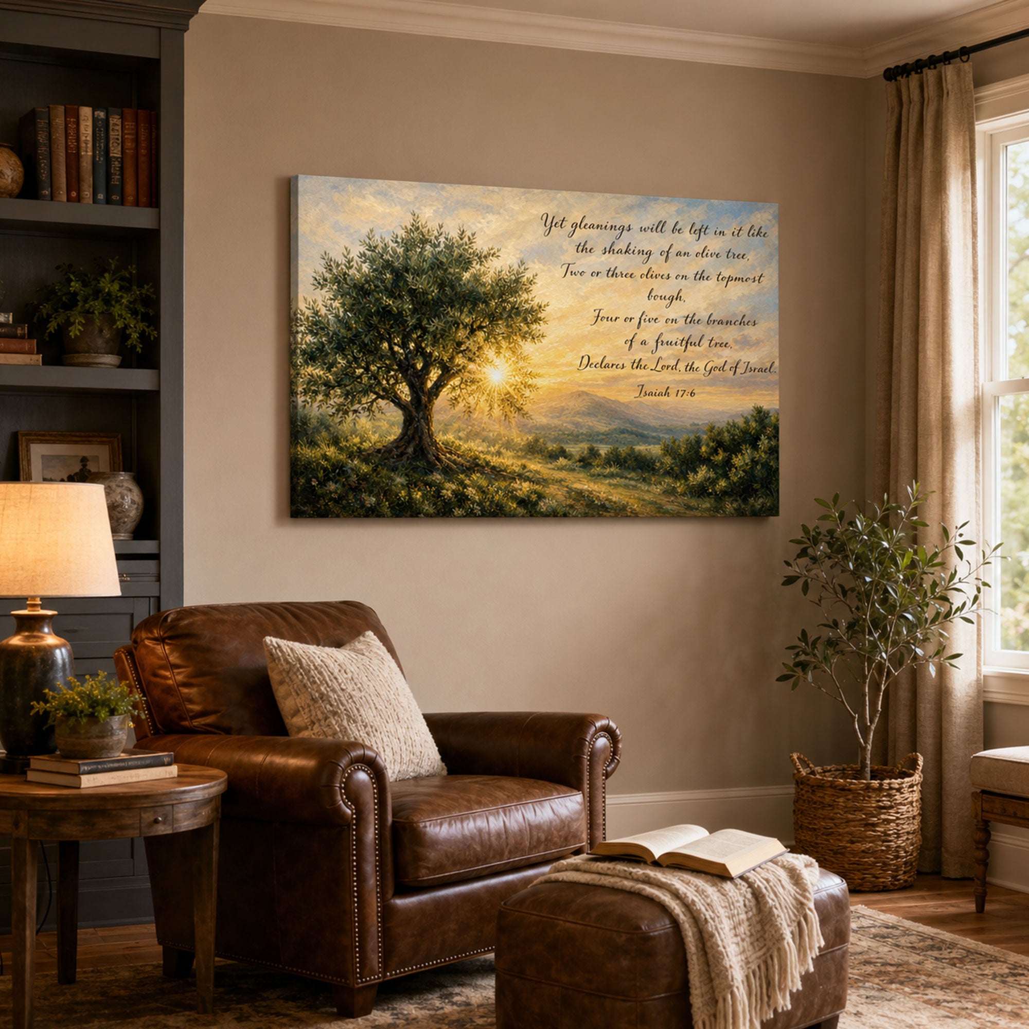 Isaiah 17:6 Bible Verse Canvas Print, Olive Tree Christian Scripture Wall Art, Faith Home Decor Gift