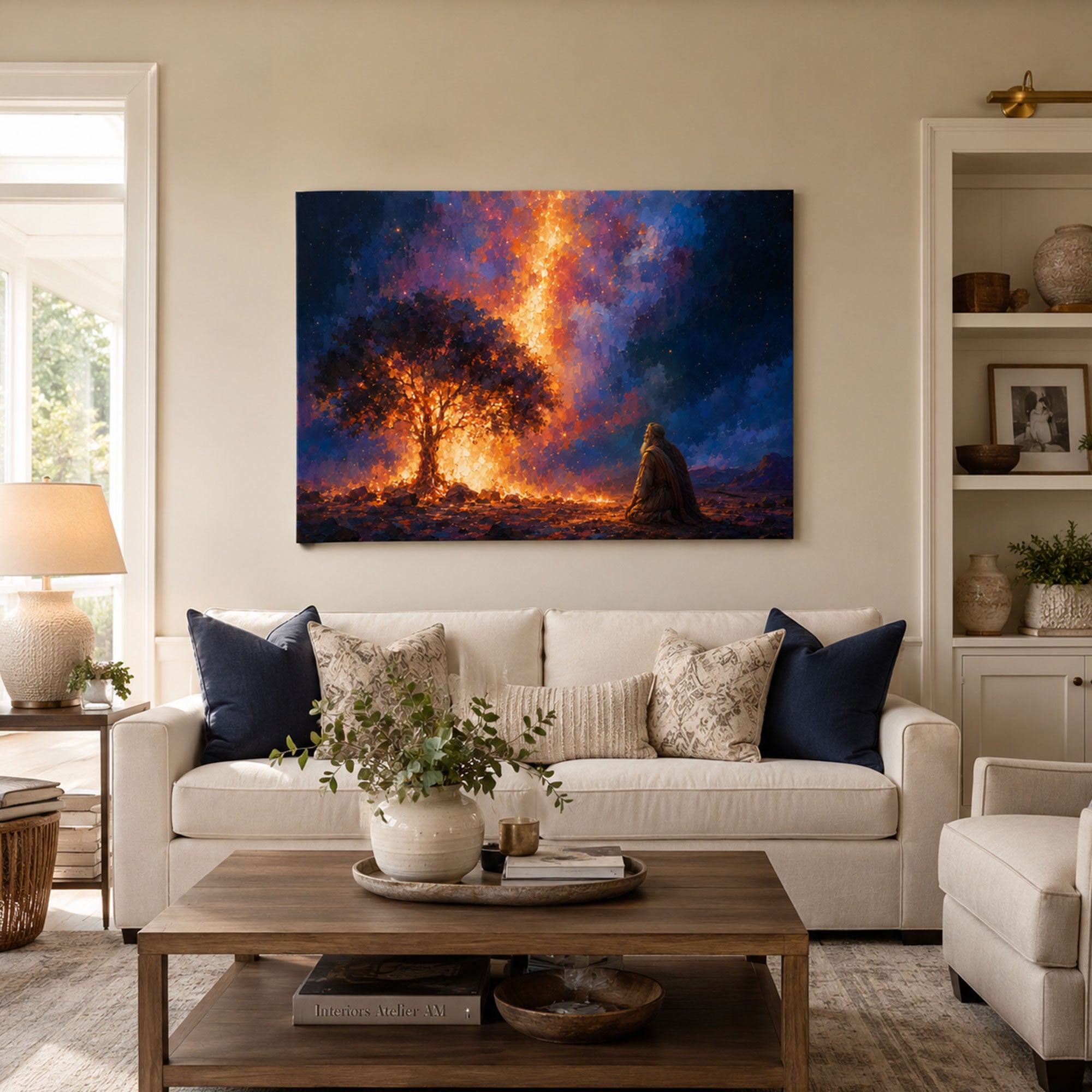 Moses and the Burning Bush Canvas Print, Christian Home Decor