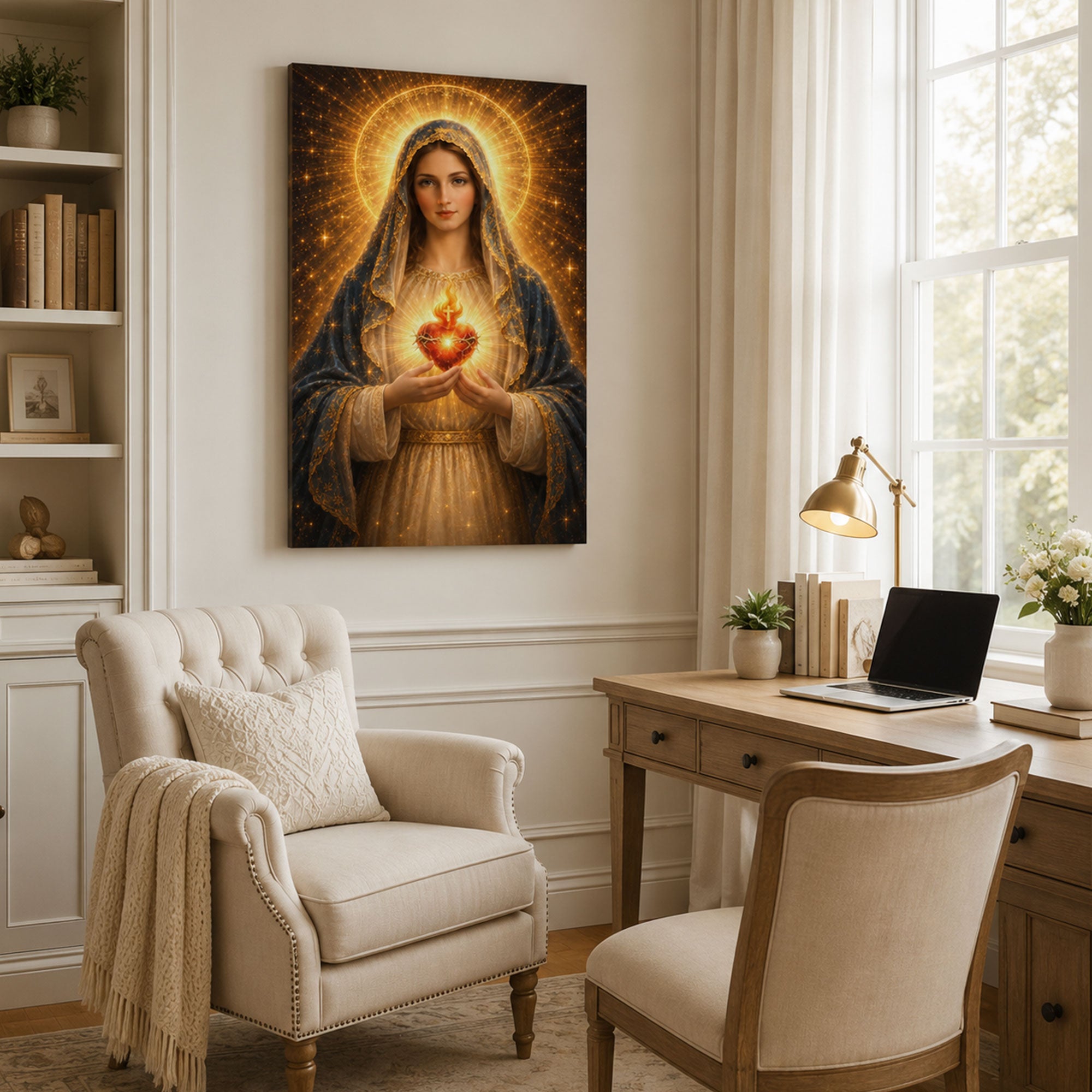 Immaculate Heart of Mary Canvas Print, Catholic Home Decor