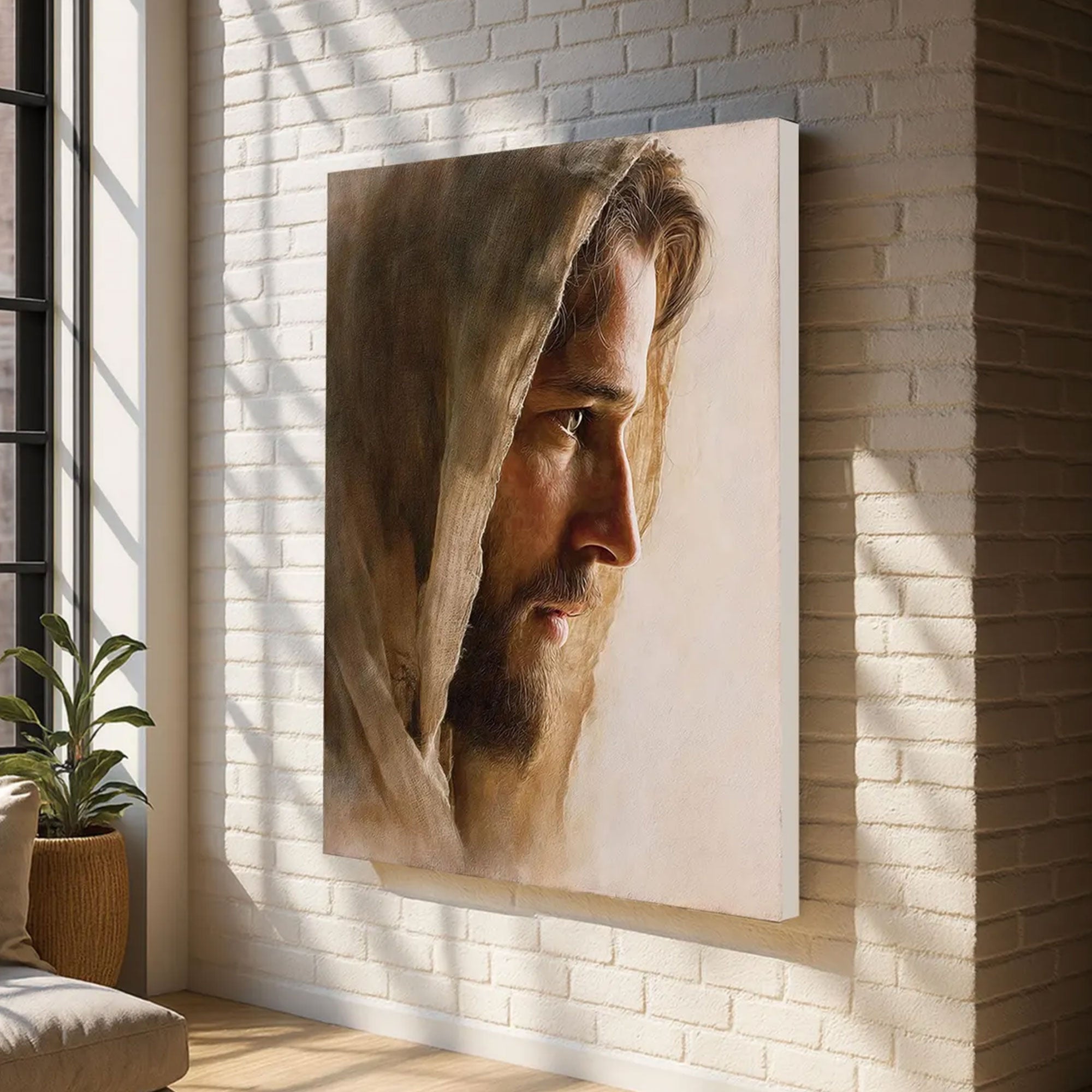 Jesus Portrait Canvas Art, Soft Christian Wall Decor, Religious Home Artwork, Inspirational Faith Gift, Modern Spiritual Decor