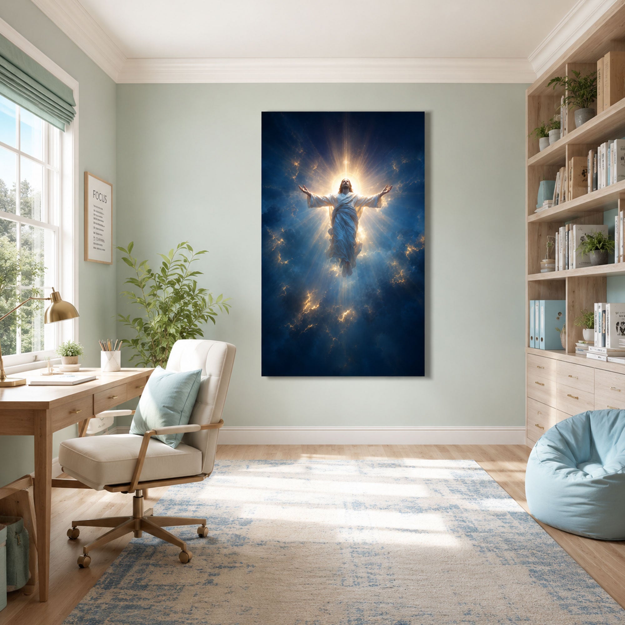 Ascension Jesus Canvas Print, Heavenly Christian Wall Art, Glorious Savior Faith Decor