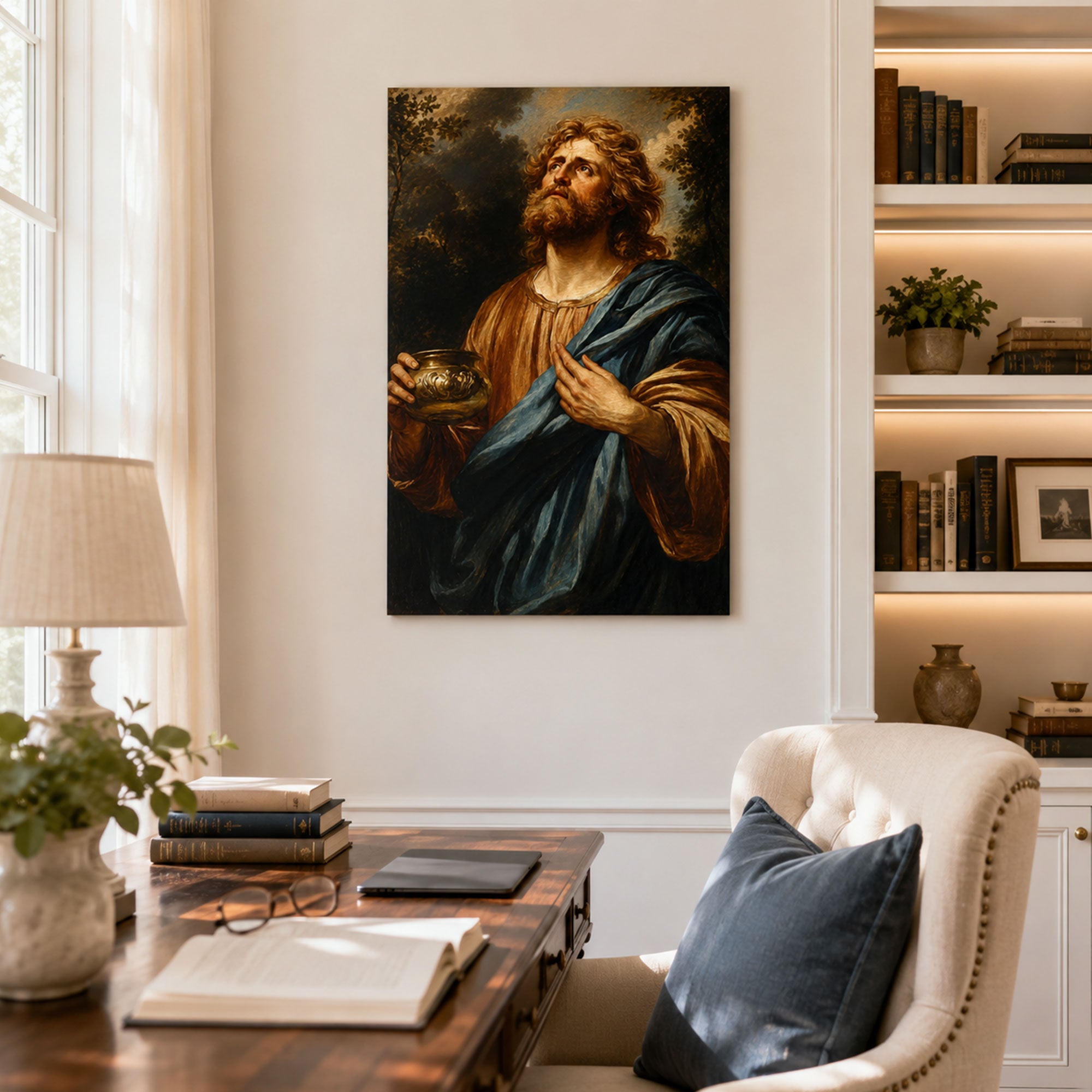 Saint John the Evangelist with Chalice Canvas Print, Catholic Apostle Art