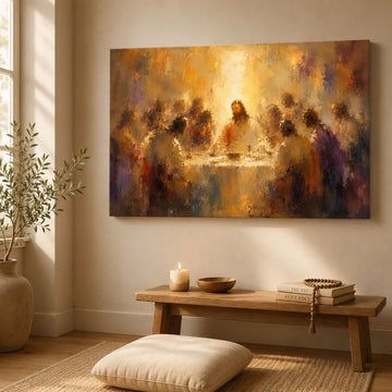 The Last Supper Canvas Print, Jesus and Disciples Christian Wall Art, Holy Communion Home Decor