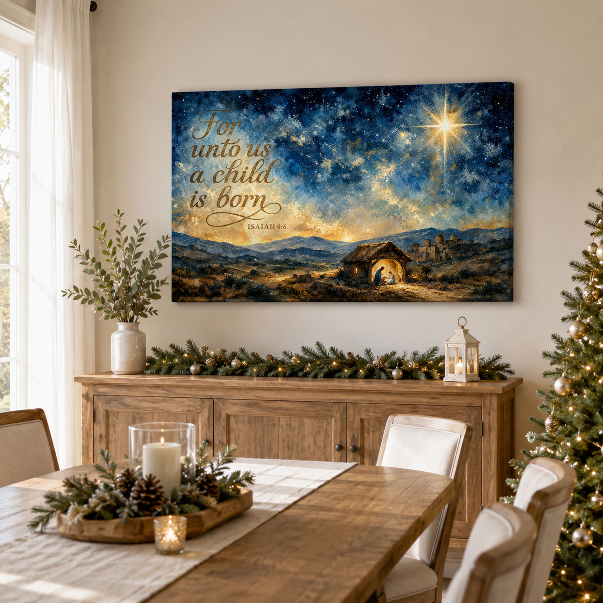 For Unto Us a Child Is Born Canvas Print, Isaiah 9:6 Nativity Decor