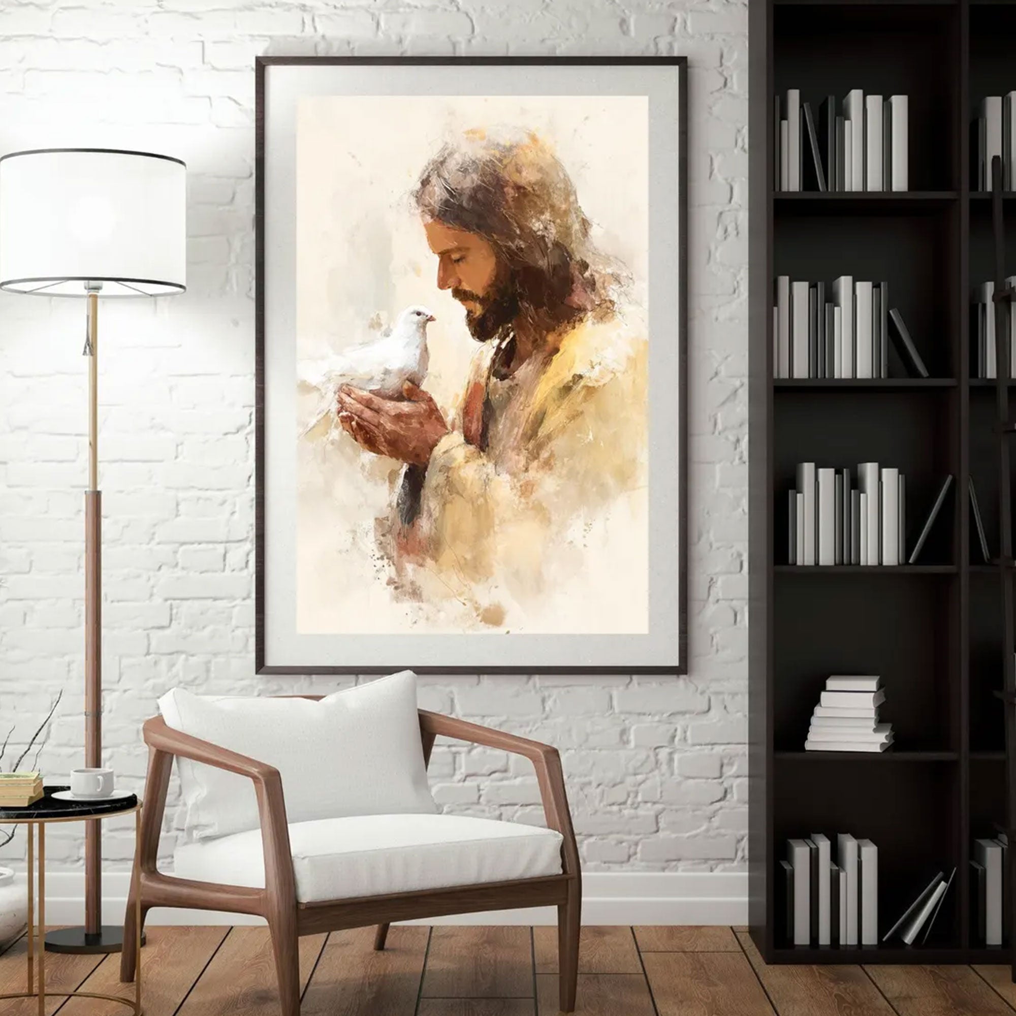 Prince of Peace Canvas Print, Jesus and Dove Wall Art, Modern Christian Decor, Nursery Gift
