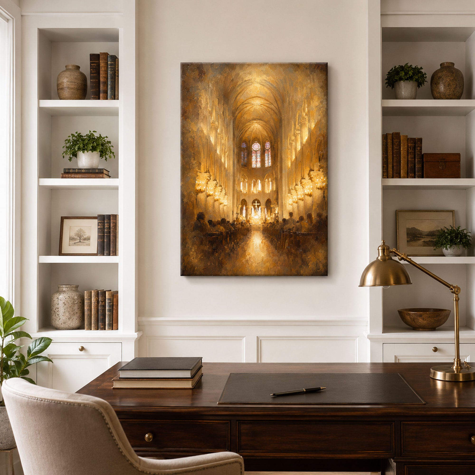 Catholic Church Interior Canvas Print, House of God Christian Wall Decor, Sacred Faith Gift