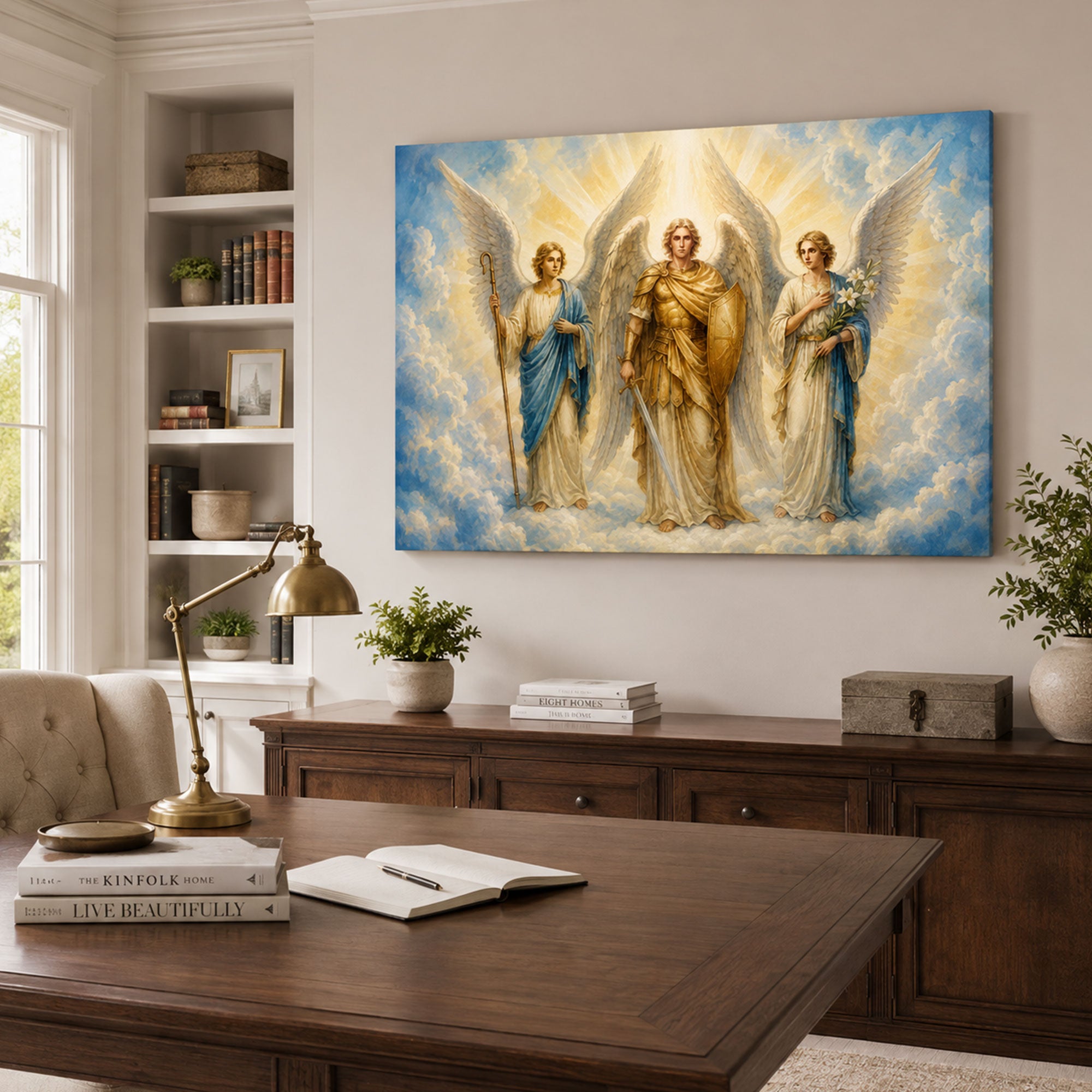 Saint Michael, Gabriel & Raphael Canvas Print, Three Archangels Catholic Wall Decor, Faith Gift