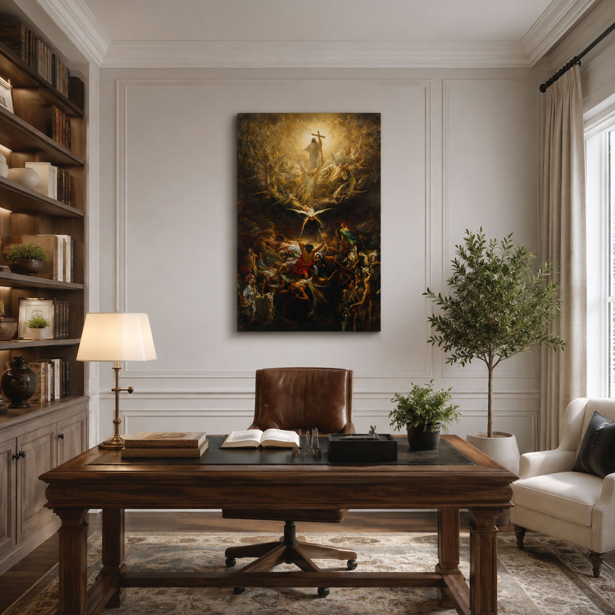 Triumph of Jesus Christ Canvas Print, Victory Over Evil Christian Wall Decor, Catholic Faith Gift