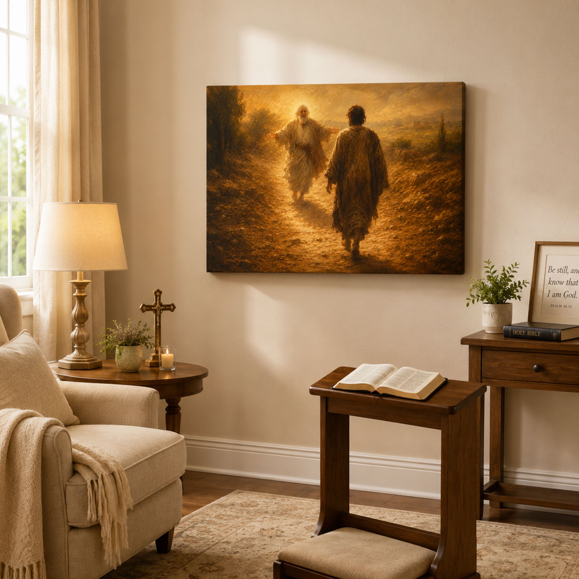 The Father Runs to His Son Canvas Print, Faith Home Decor