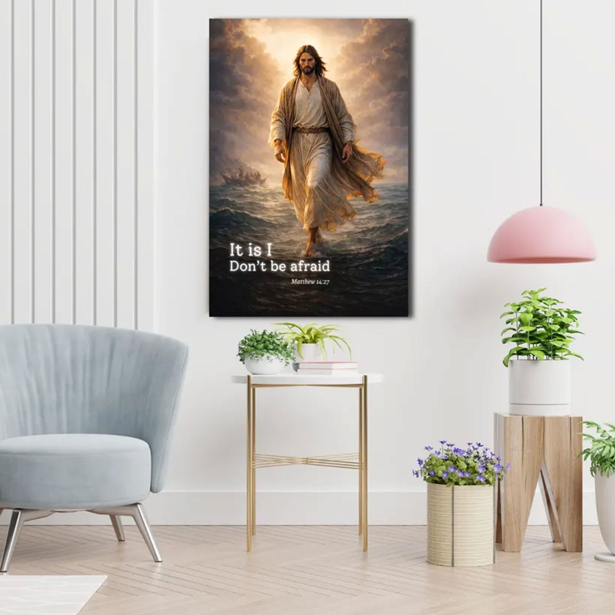 Jesus Walking on Water Canvas Print, Christian Scripture Wall Art, Faith-Based Home Decor, Religious Gift