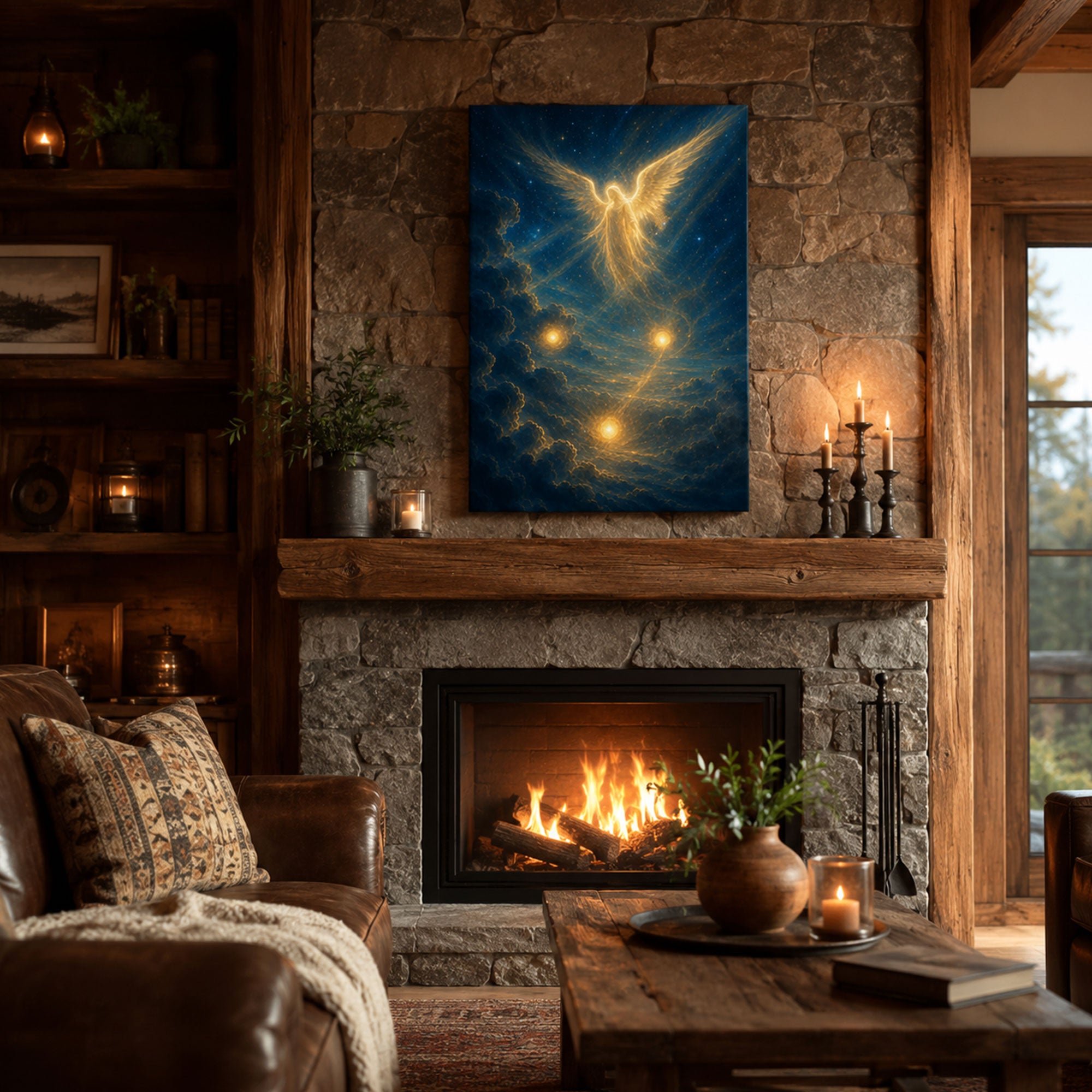 Guardian Angel of Light Canvas Print, Heavenly Angel Wall Art, Christian Home Decor Gift
