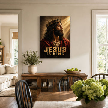 Jesus Is King Crown of Thorns Canvas Print, Bold Christian Home Decor