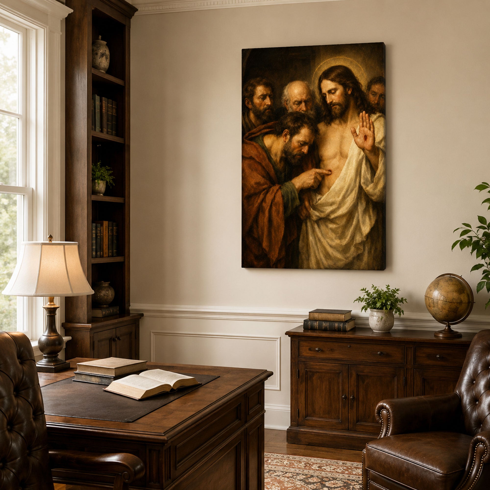 Doubting Thomas Canvas Print, Jesus Shows His Wounds Christian Wall Art, Faith Home Decor Gift