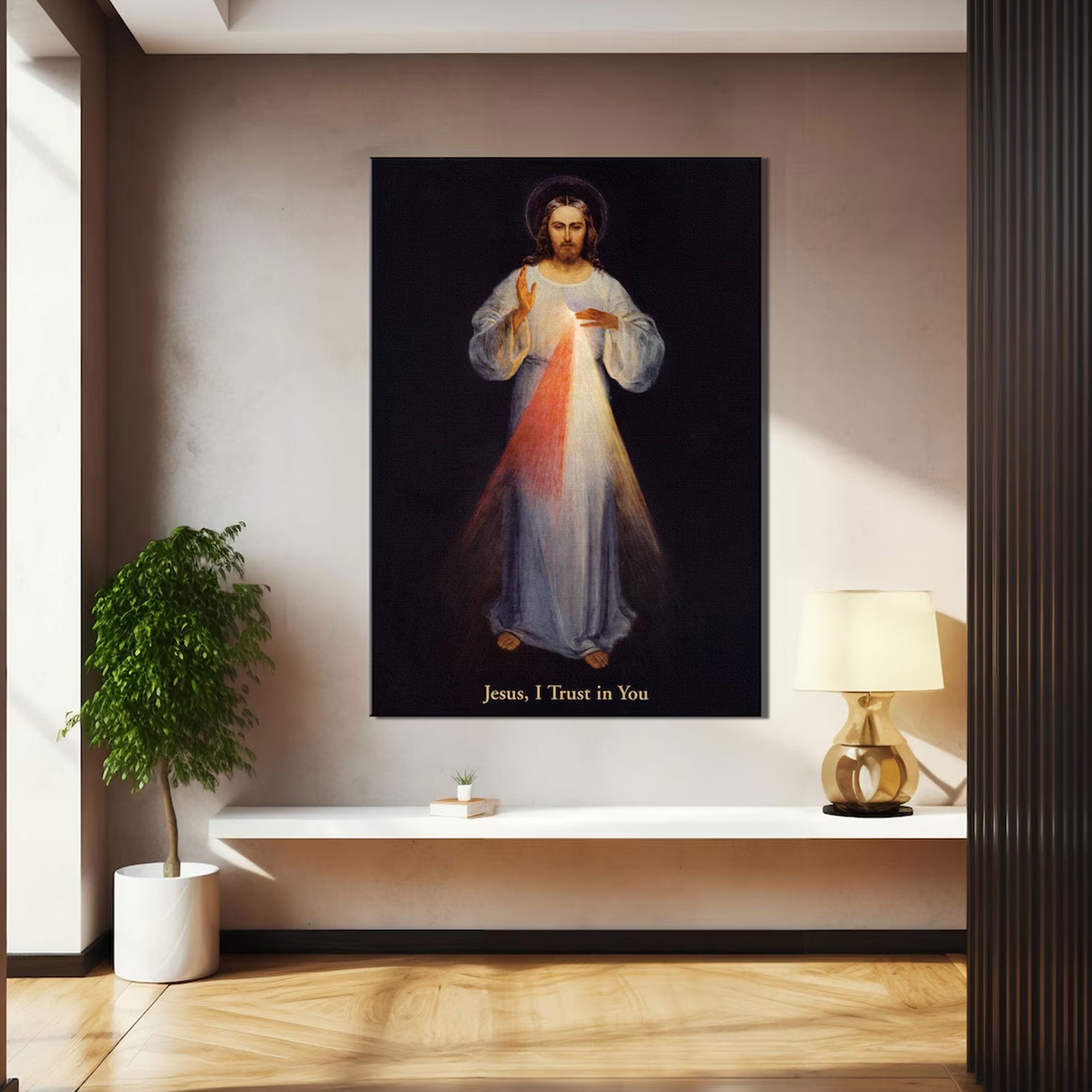 Jesus Divine Mercy Canvas Wall Art, "I Trust In You" Catholic Home Decor