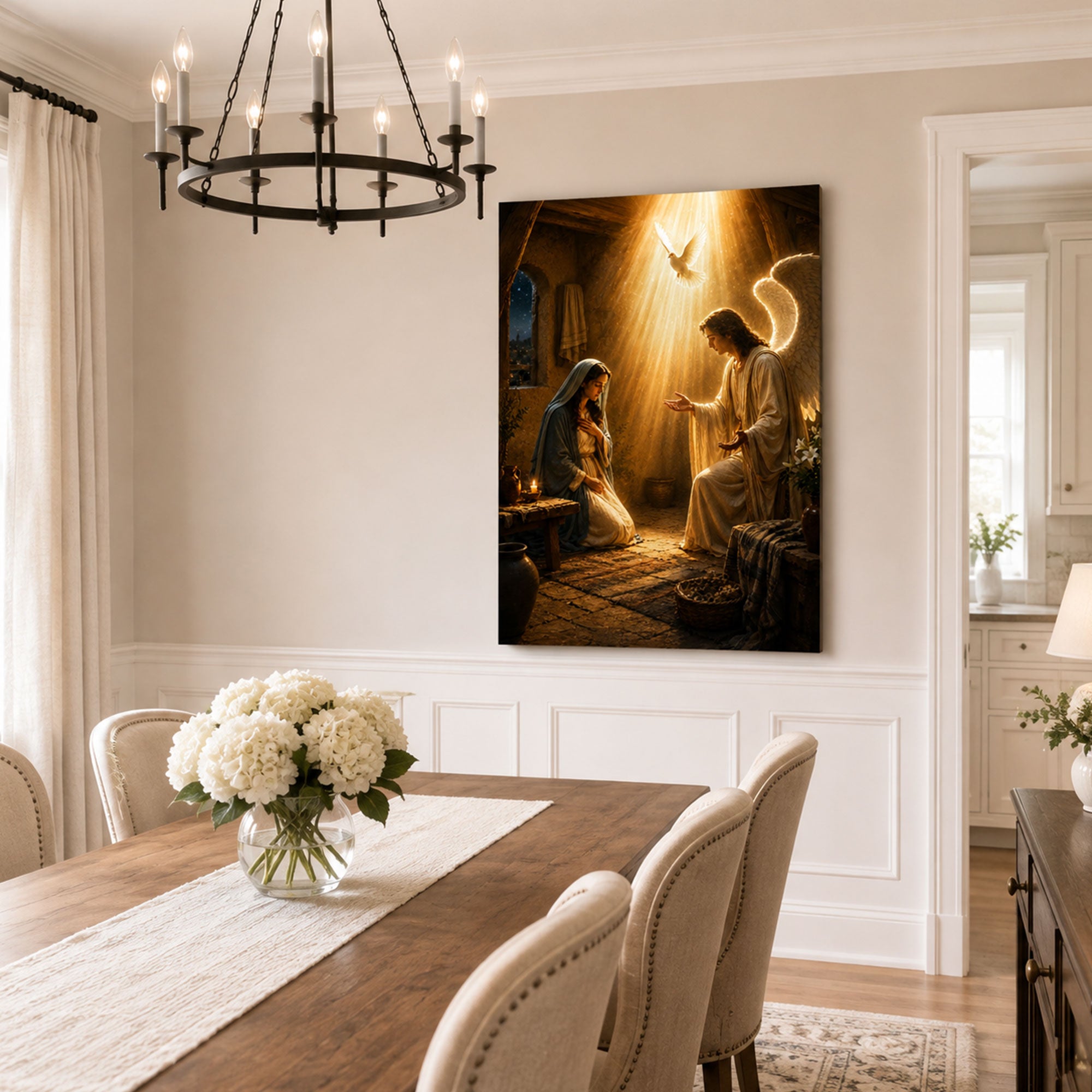 Virgin Mary and Archangel Gabriel Canvas Print, Annunciation Catholic Home Decor