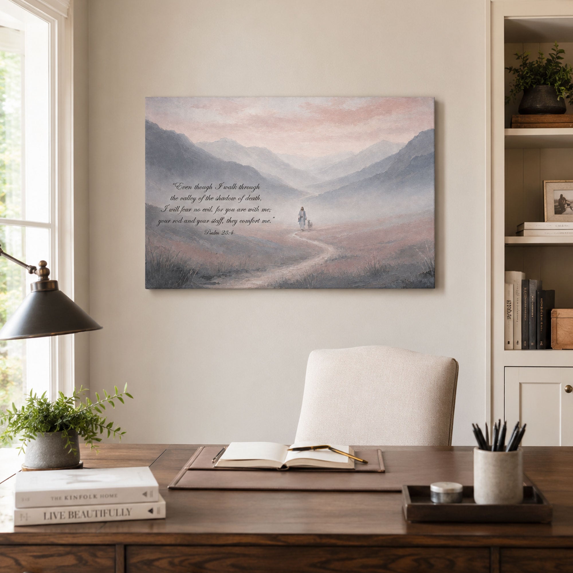 Psalm 23:4 Valley of the Shadow Canvas Print, Christian Home Decor