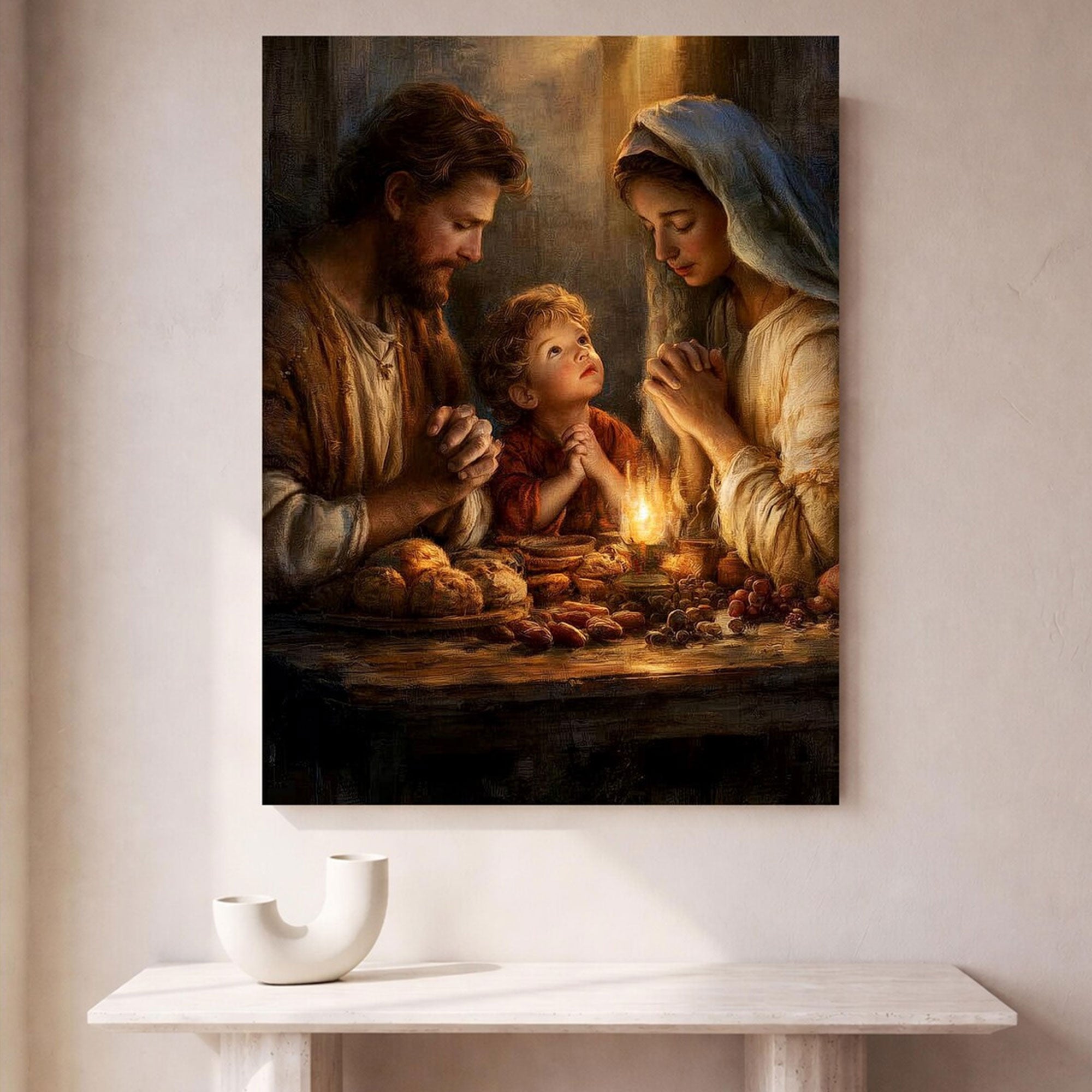 Holy Family Prayer Canvas Art Christian Faith Wall Decor Catholic Religious Home Decoration