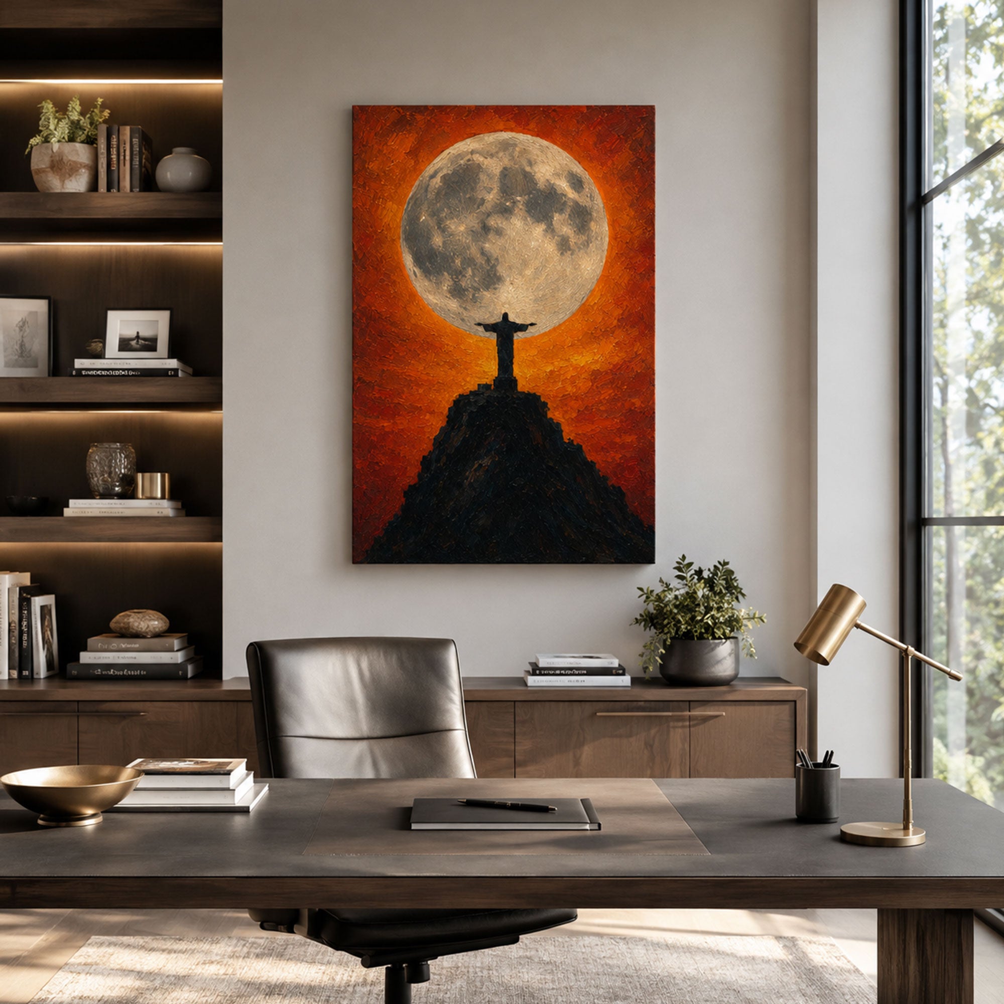 Christ the Redeemer Moon Canvas Print, Jesus Christian Wall Decor, Faith and Hope Gift