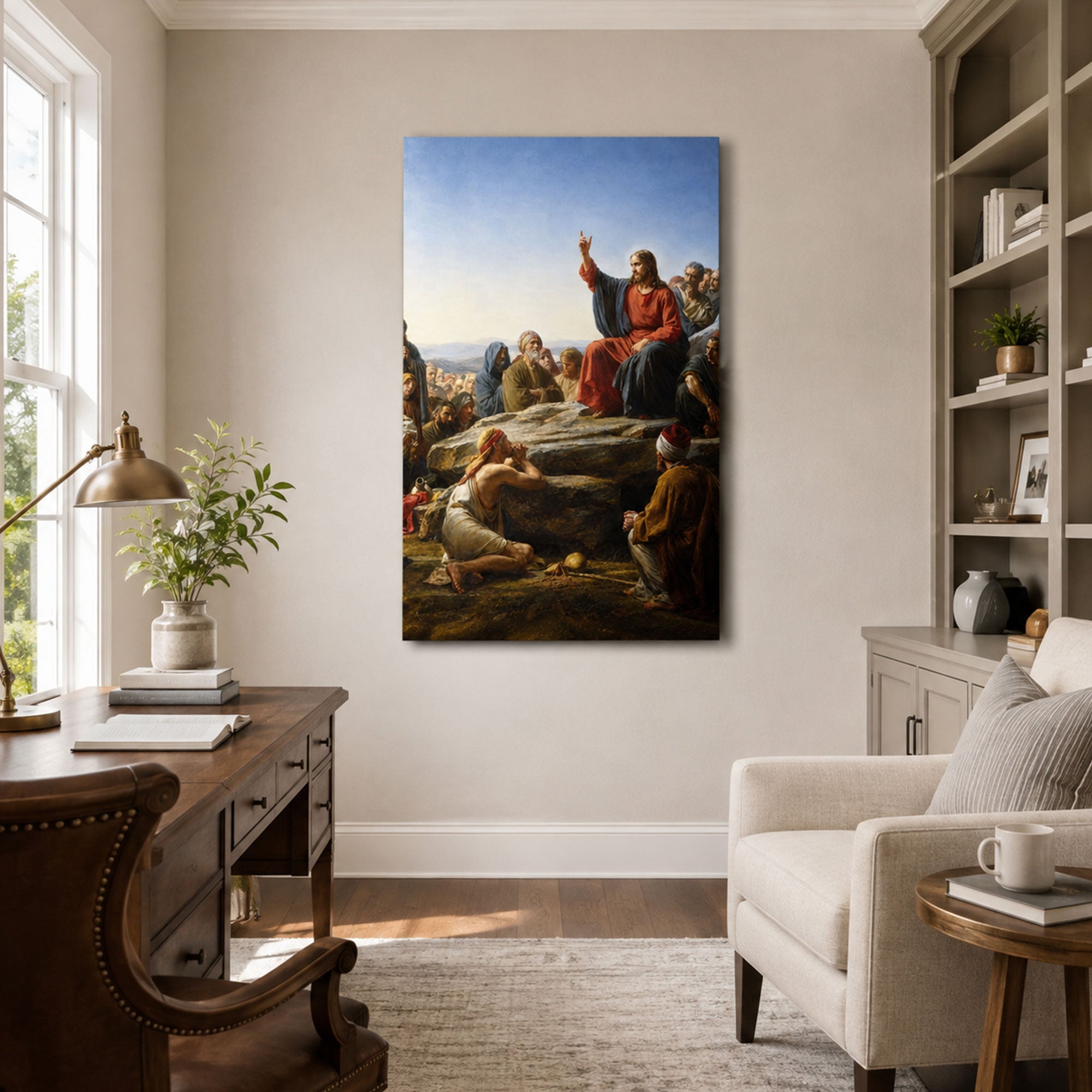 Jesus Sermon on the Mount Canvas Print, Matthew 5 Christian Wall Decor, Bible Faith Gift