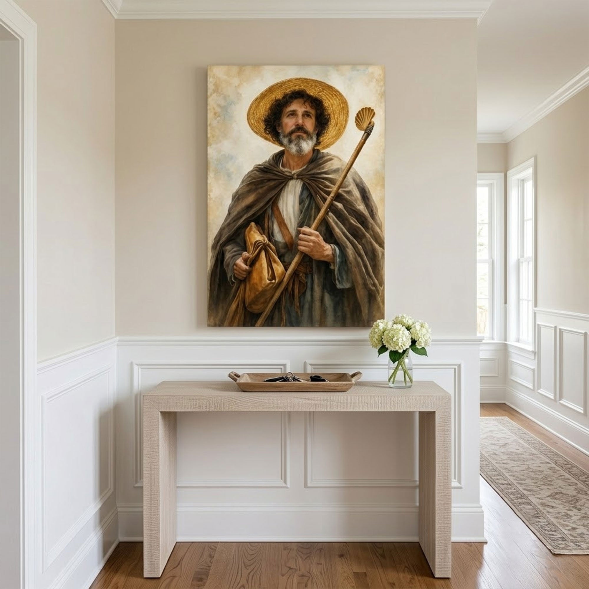 Saint James the Greater Pilgrim Canvas Print, Catholic Apostle Decor
